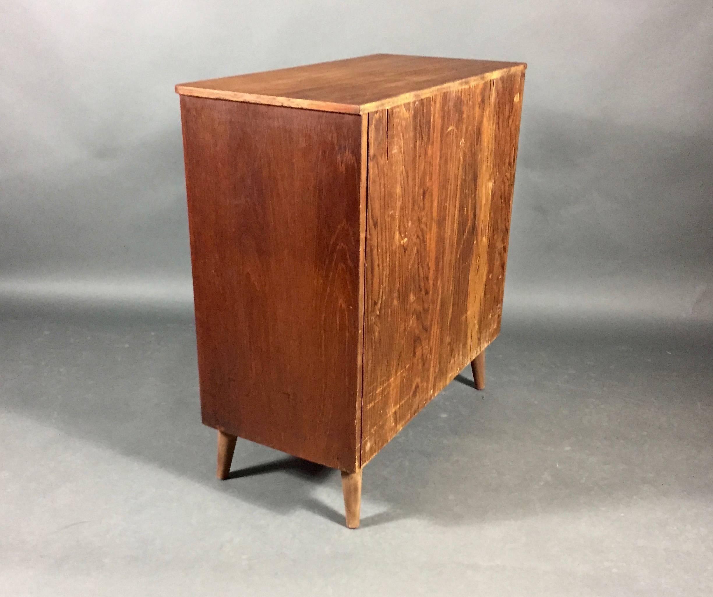 Swedish Veneered Wood and Brass Four-Drawer Chest, 1950s 2