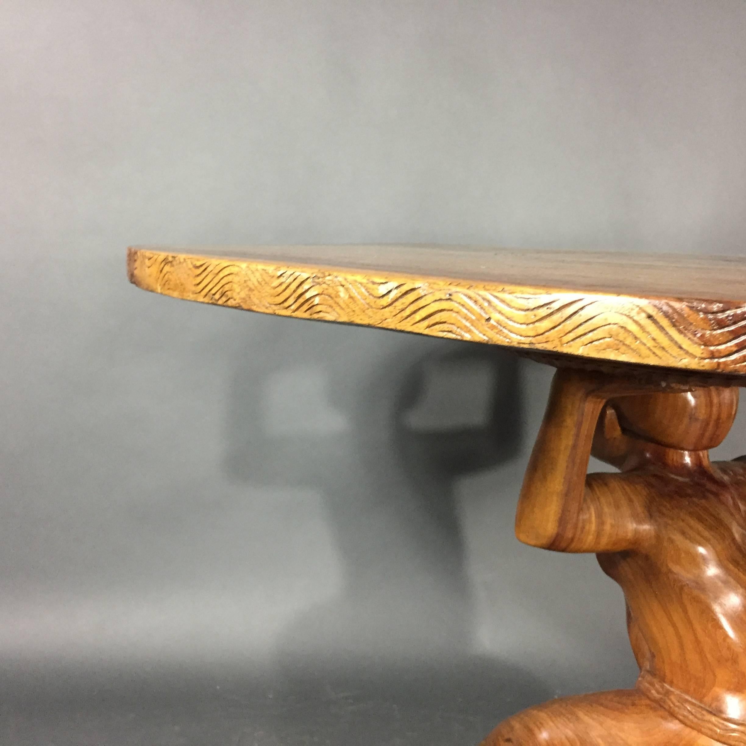 Early 1900s, Philippine Hardwood Figural Center Table In Good Condition In Hudson, NY