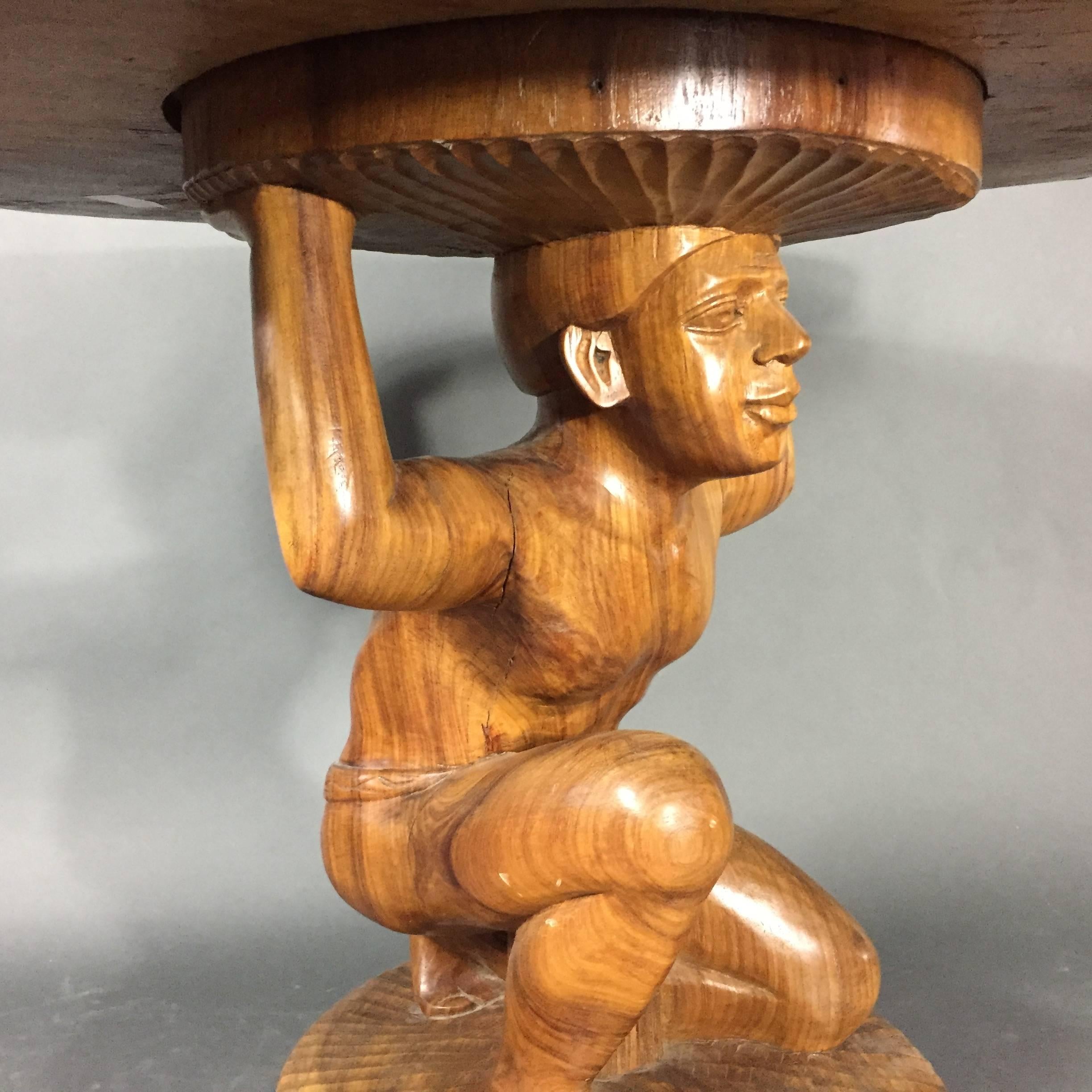 American Colonial Early 1900s, Philippine Hardwood Figural Center Table