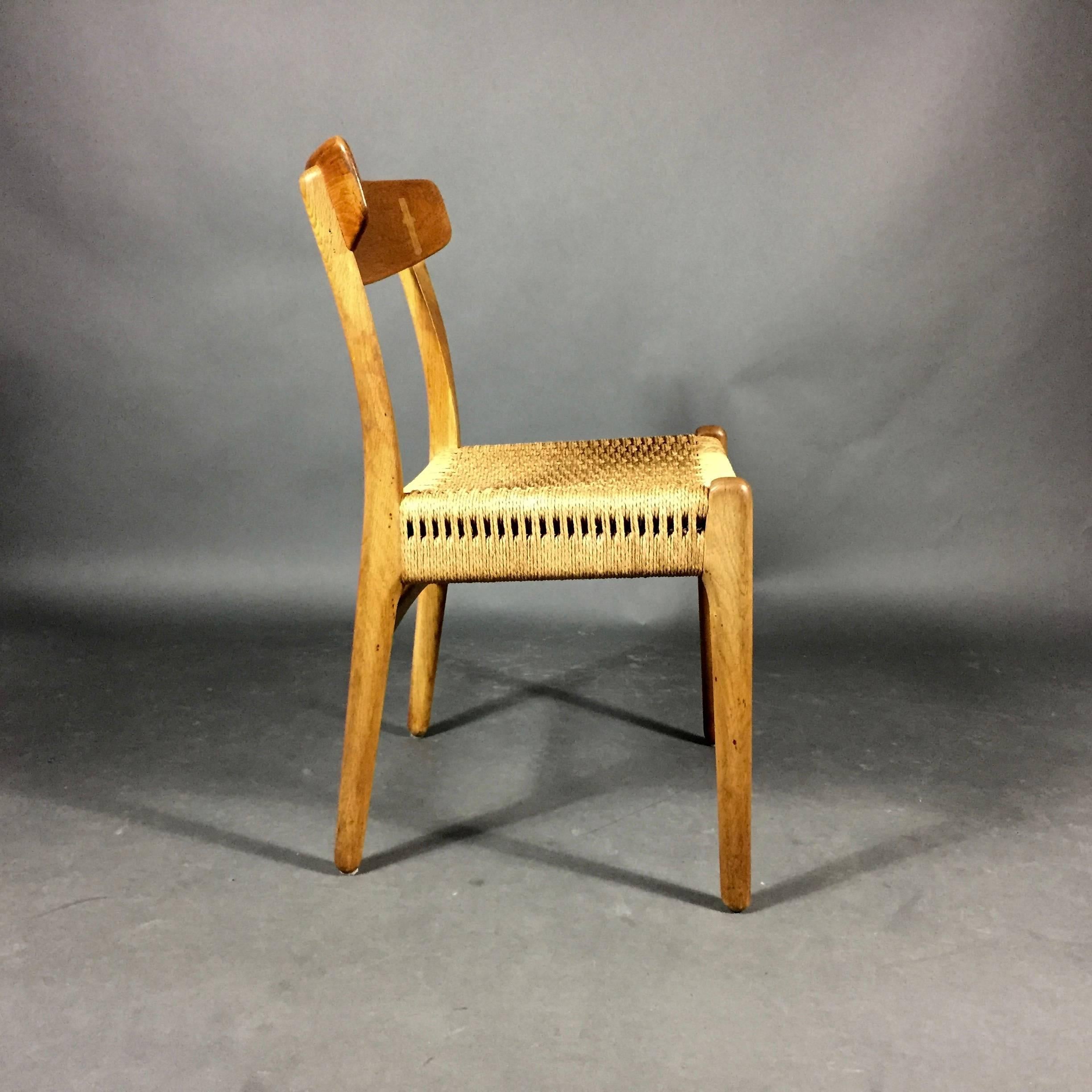 Mid-20th Century Hans J. Wegner CH23 Dining Chairs, Teak and Paperboard, Denmark, 1950s