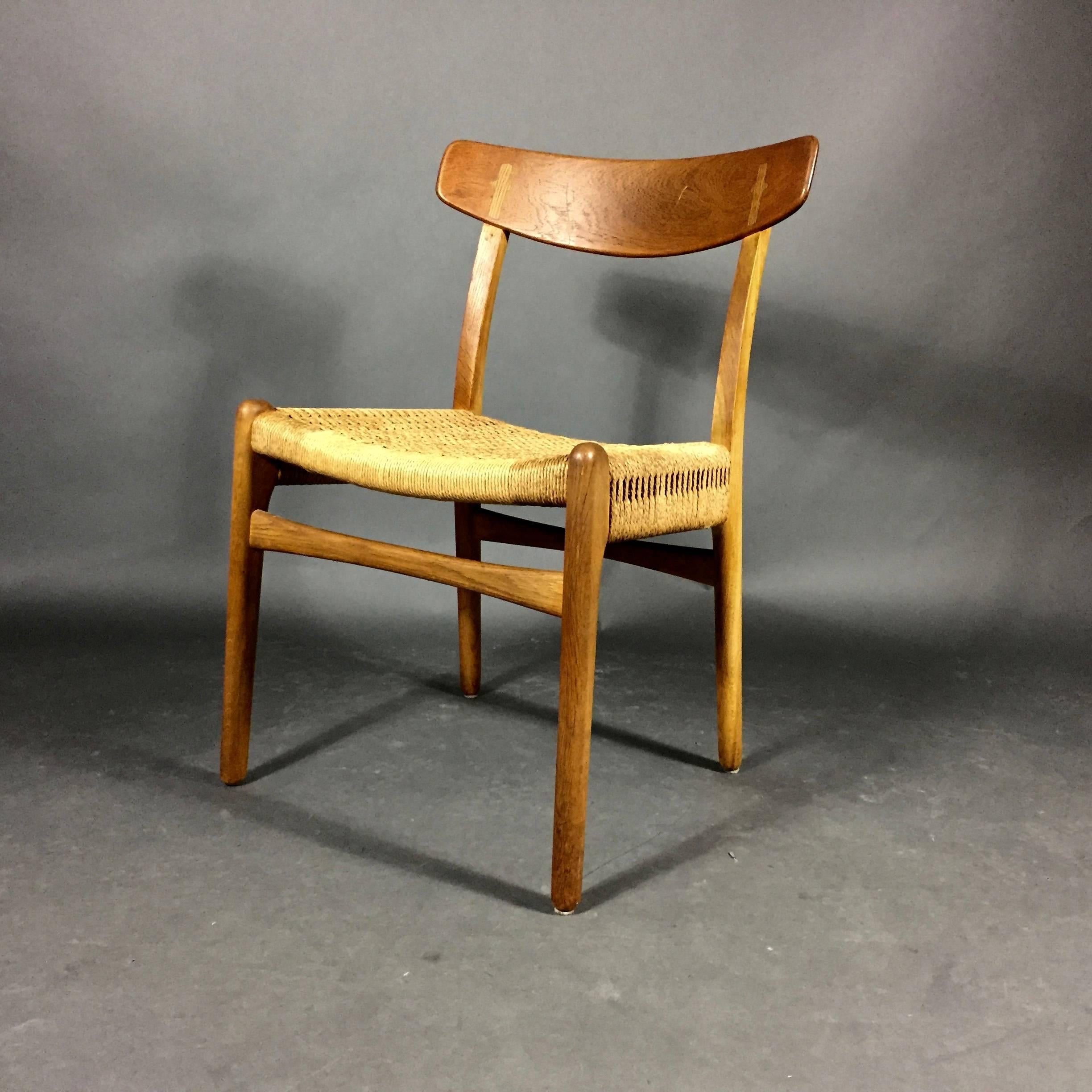 Hans J. Wegner CH23 Dining Chairs, Teak and Paperboard, Denmark, 1950s 1