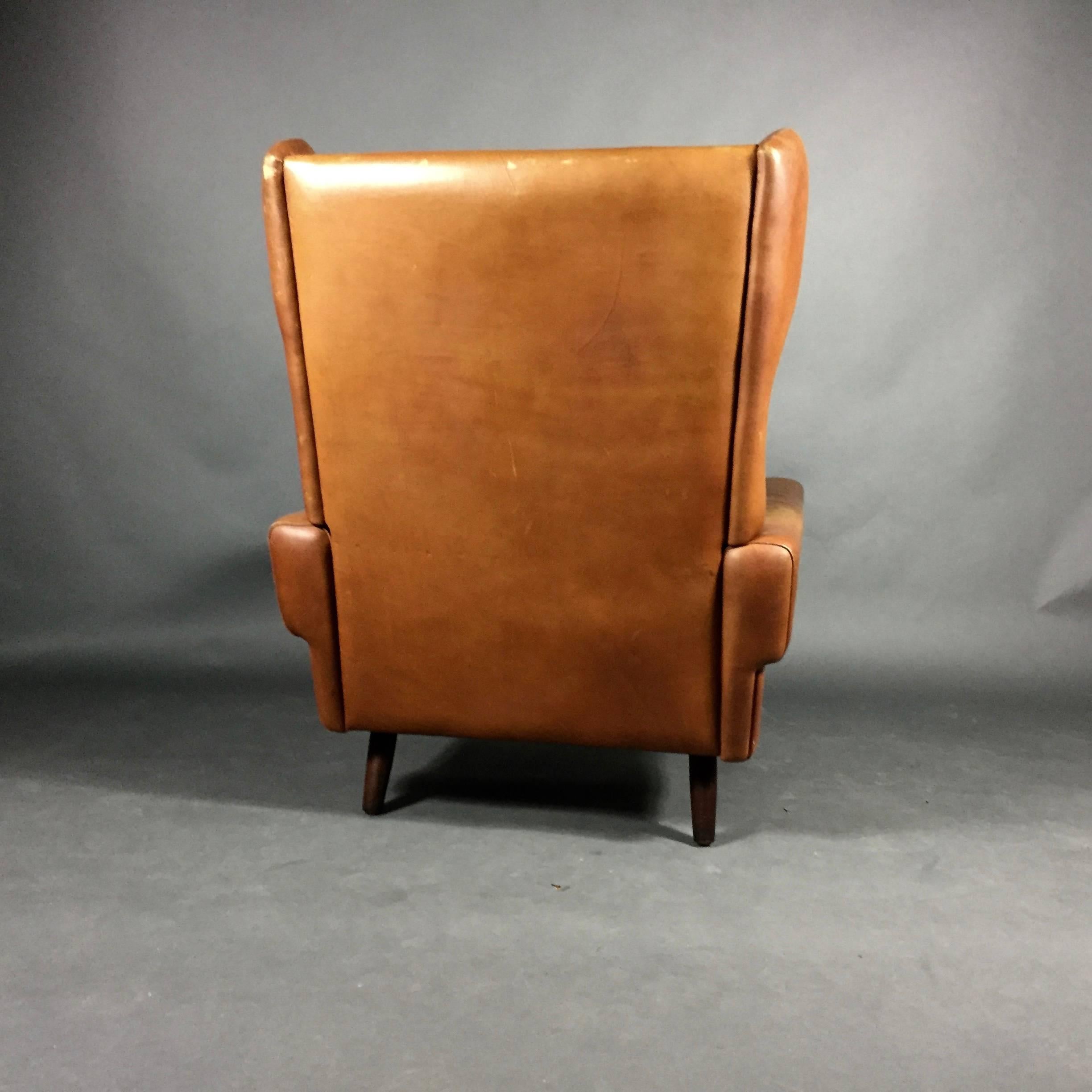 Svend Skipper High-back Leather Armchair, Denmark, circa 1970 1