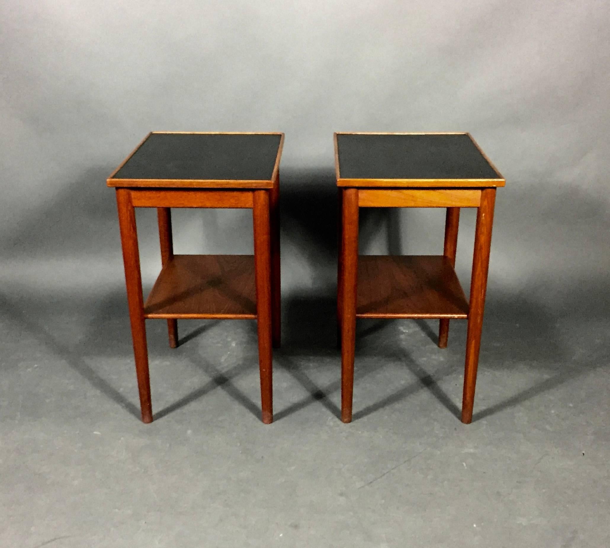 Pair of Scandinavian Teak and Black Formica End Tables, 1970s In Good Condition In Hudson, NY