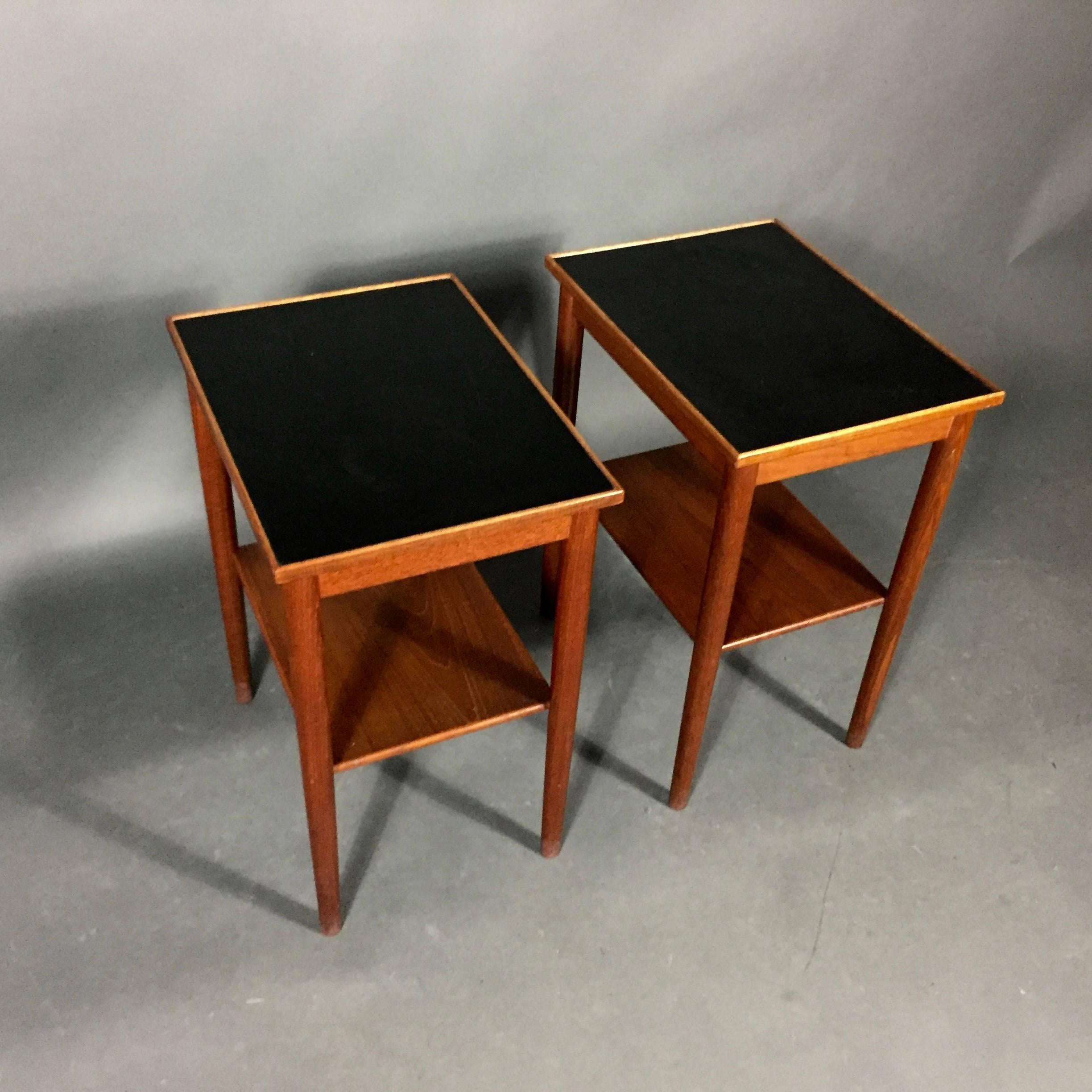 Pair of Scandinavian Teak and Black Formica End Tables, 1970s 1
