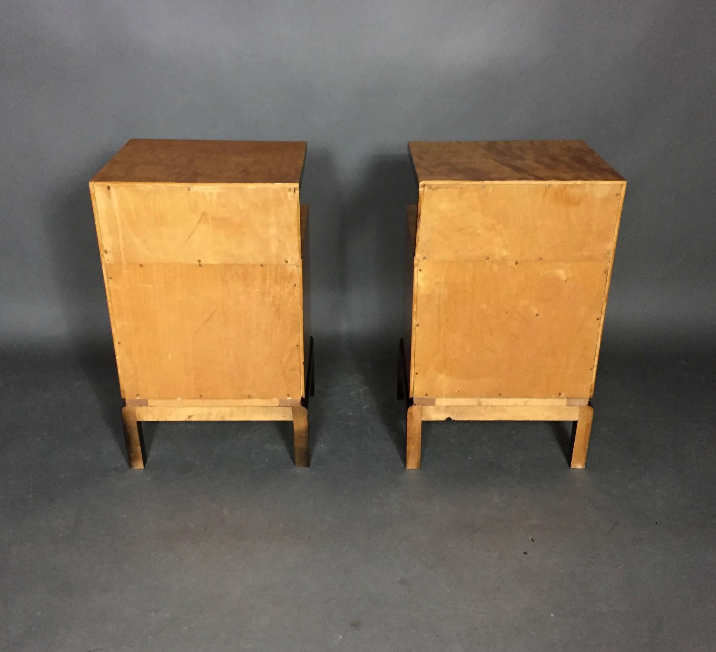 Pair of Scandinavian Birch and Black Lacquered Side Tables, 1940s 3