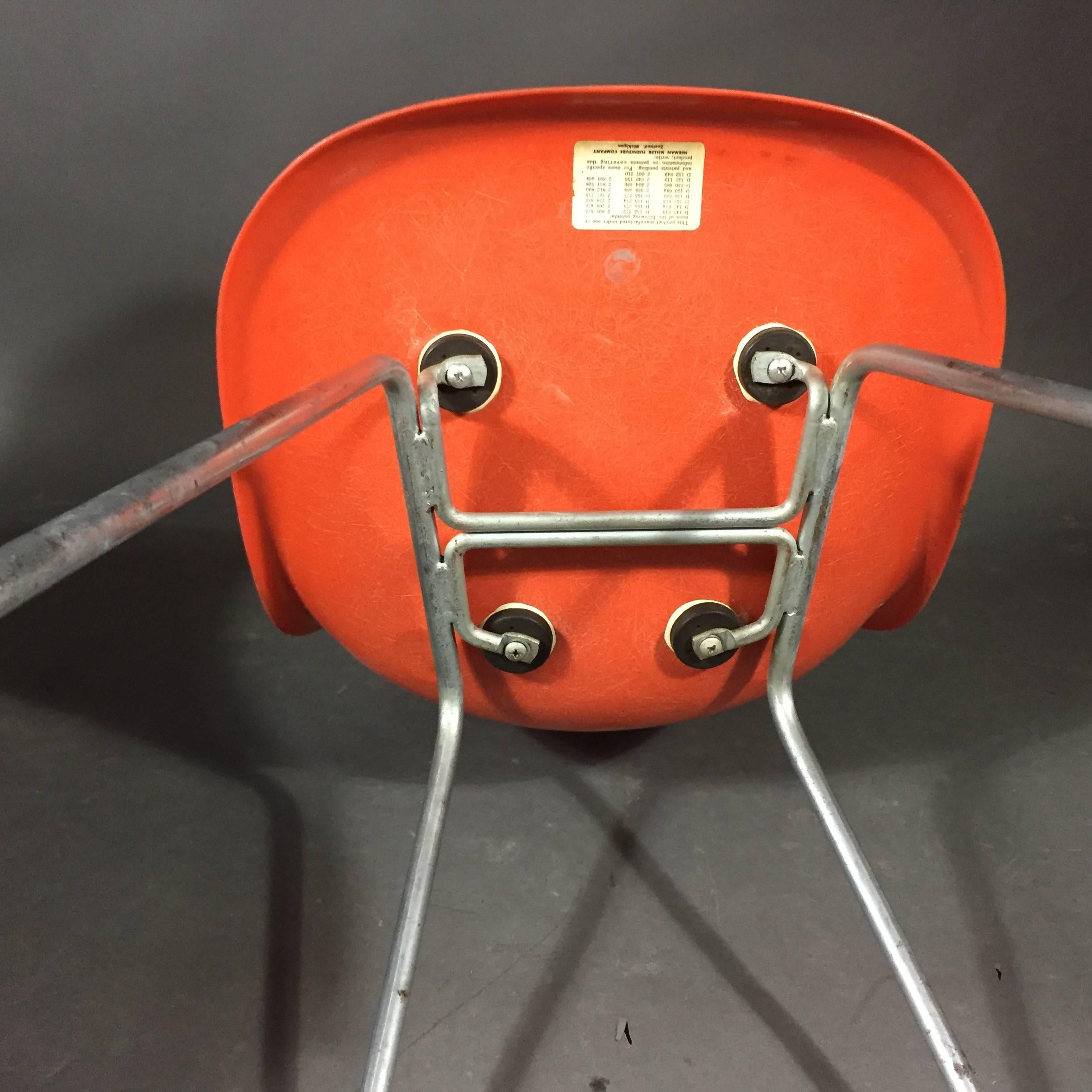 Eames Orange Shell Chair, Herman Miller, Eight Available, Late 1960s 2