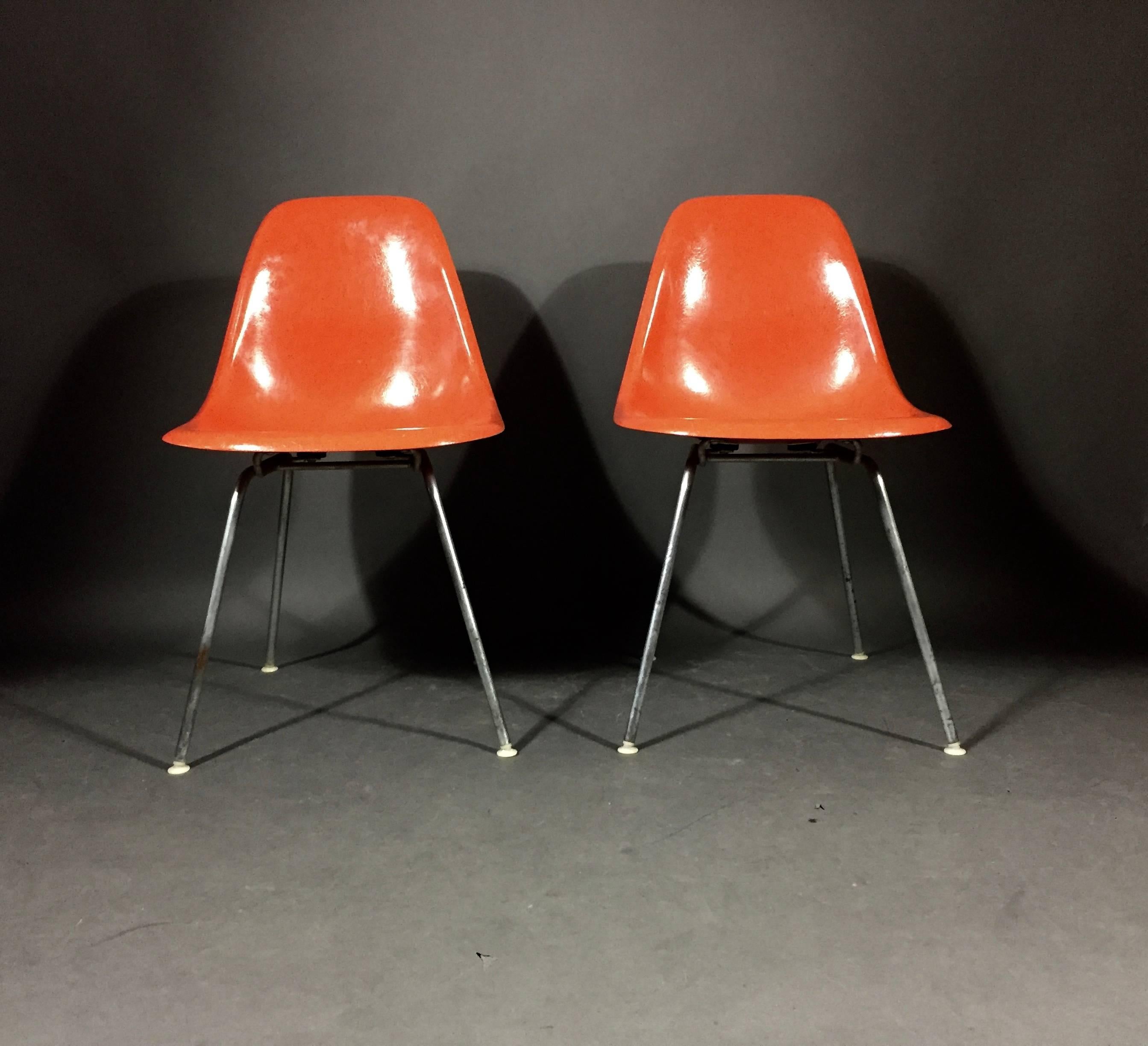 Eames Orange Shell Chair, Herman Miller, Eight Available, Late 1960s 1