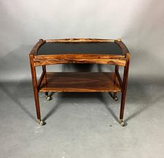 1960s Danish Bar Cart, Brazilian Rosewood and Black Formica