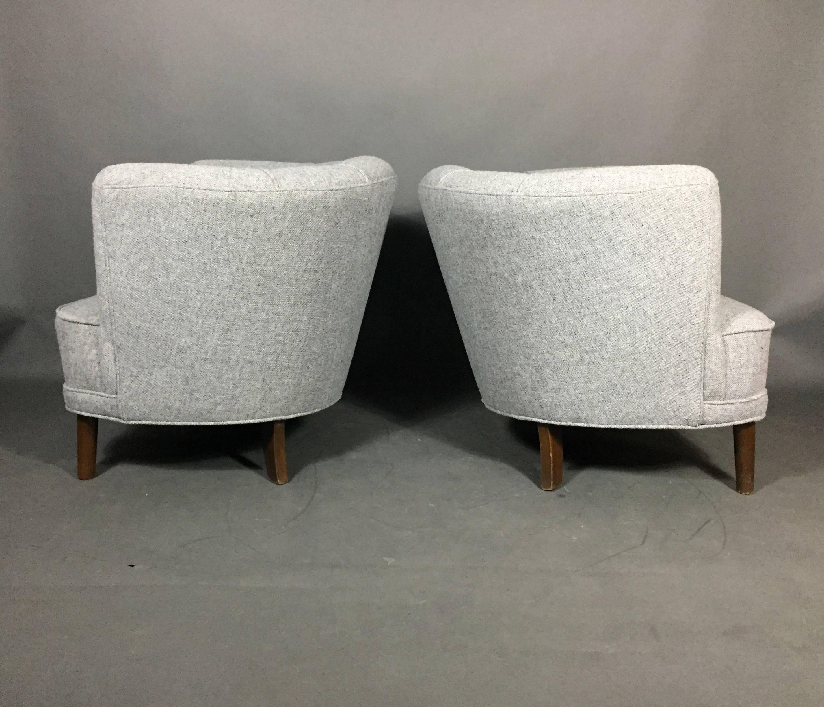 Mid-20th Century Pair of Danish Mid-Century Club Chairs, New Halingdal Upholstery