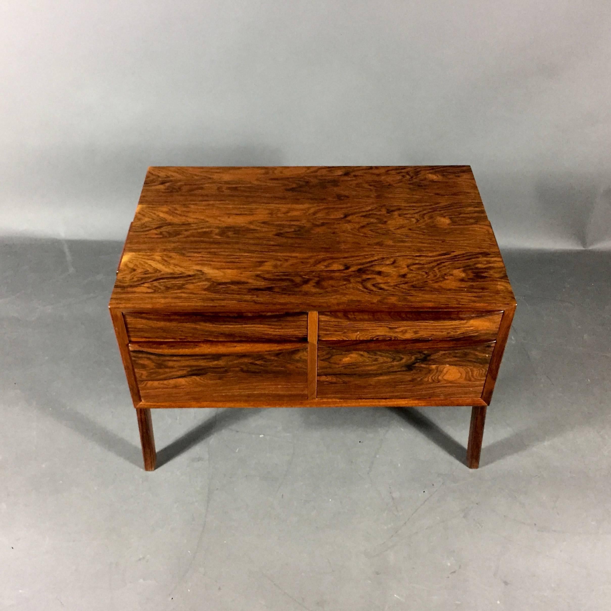 Small Danish 1950s Rosewood Cabinet or Sewing Box In Excellent Condition In Hudson, NY