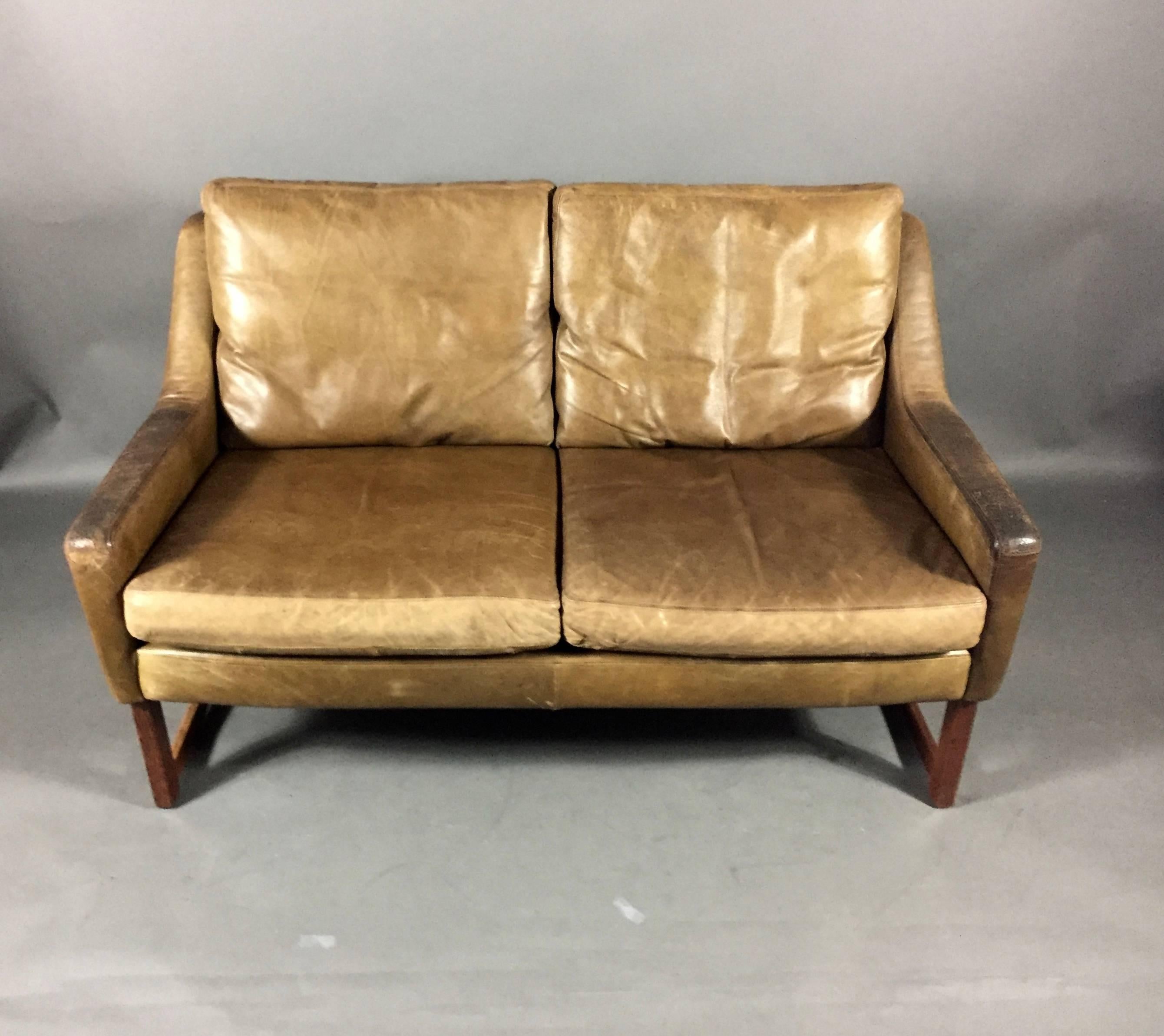 Mid-20th Century Rudolf B. Glatzel Two-Seat Leather Sofa for Kill International, 1960s, Germany