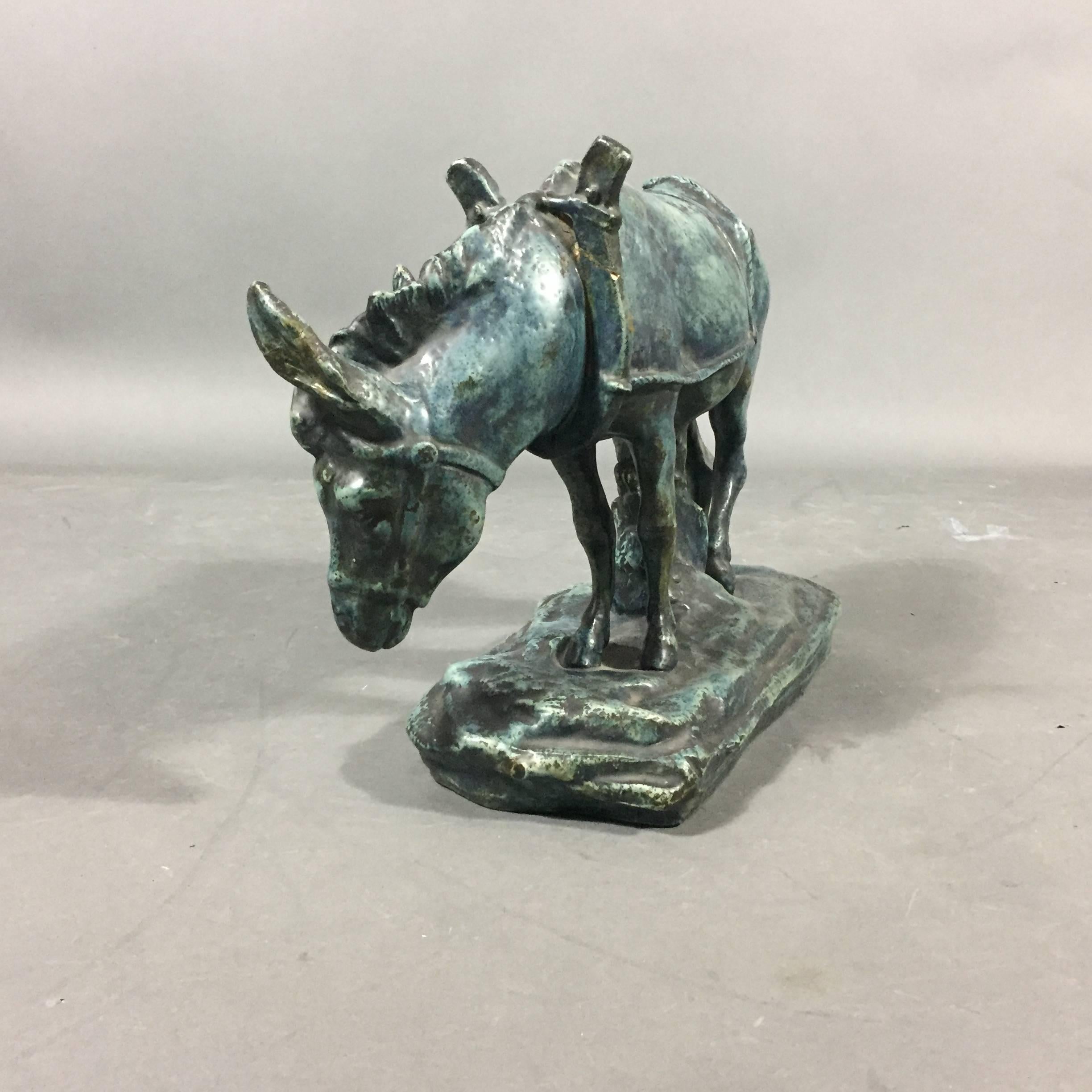 Glazed Imperial Amphora Mule Figurine, Turn-Teplitz, Bohemia, 1908 For Sale