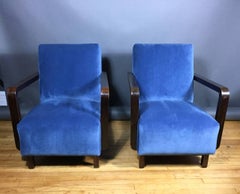 Pair of Danish, 1940s Armchairs with Navy Velvet Covers