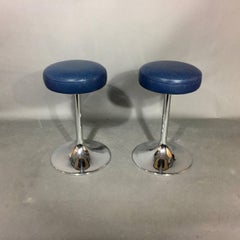 Pair of Johanson Design Chrome and Leather Stools, Sweden, 1970s