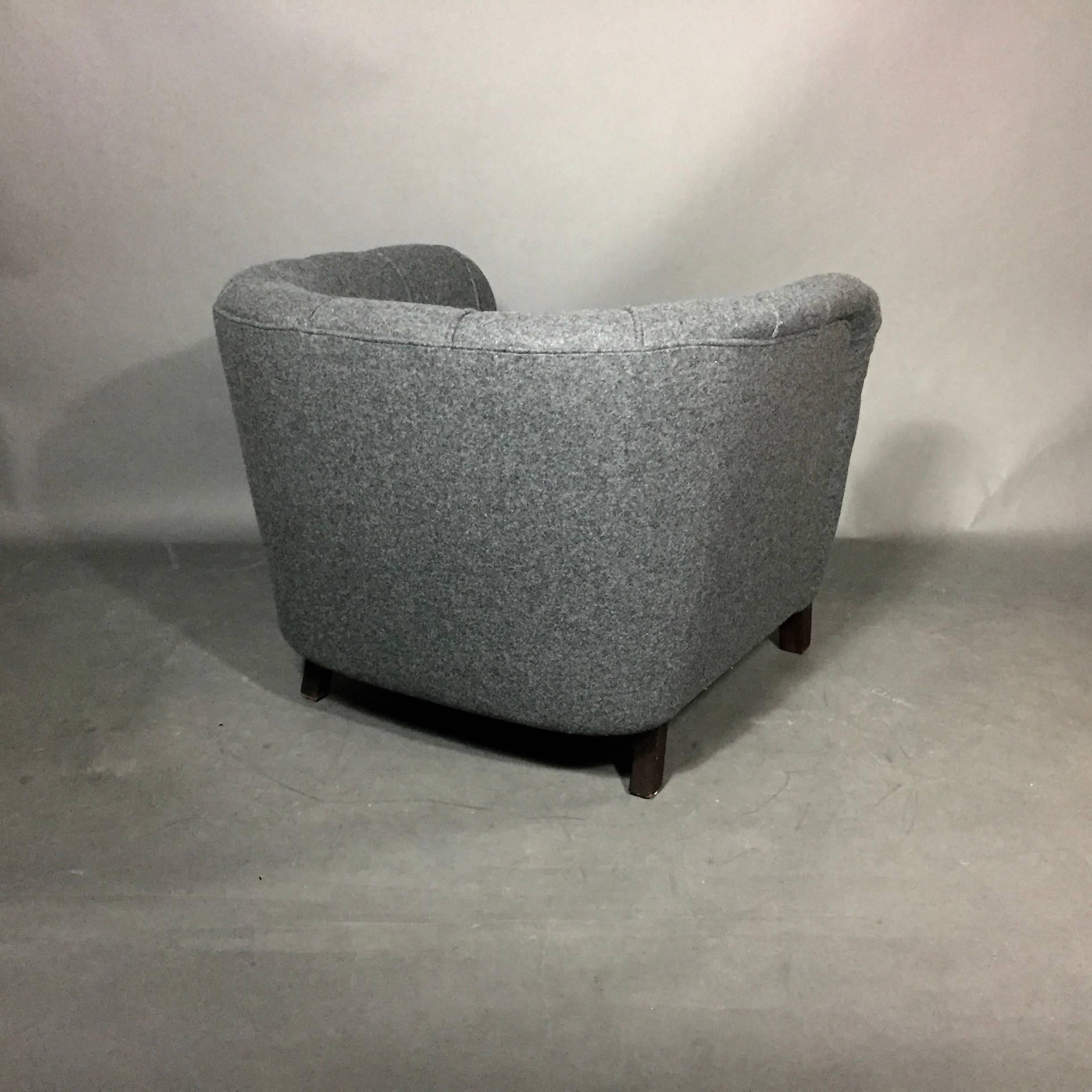 1940s Oversize Danish Club/Lounge Chair, New Felted Wool Covers 3