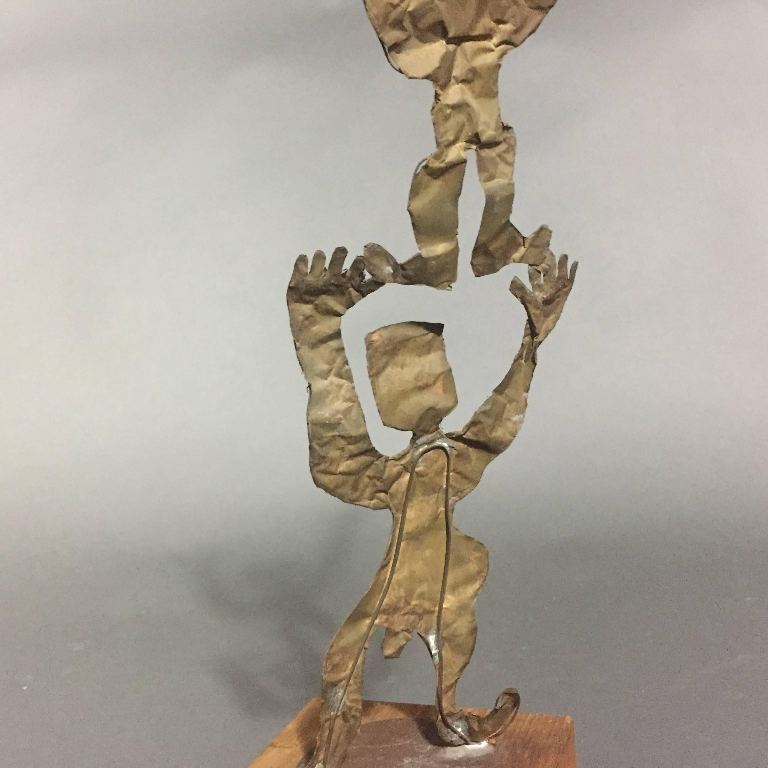 1920s Kinetic Copper Sheet Sculpture of Circus Acrobats For Sale 1