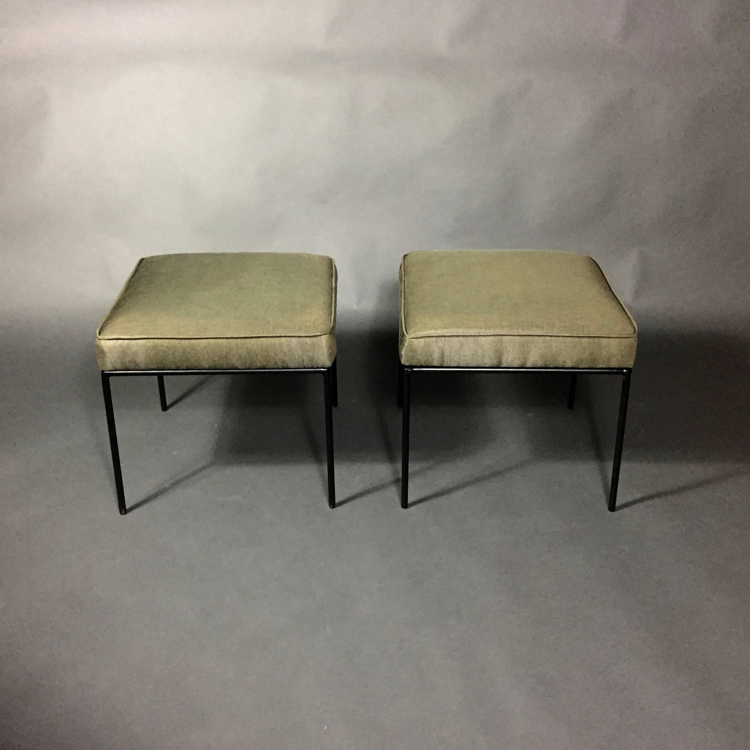 Mid-Century Modern Pair of Paul McCobb Iron Square Benches