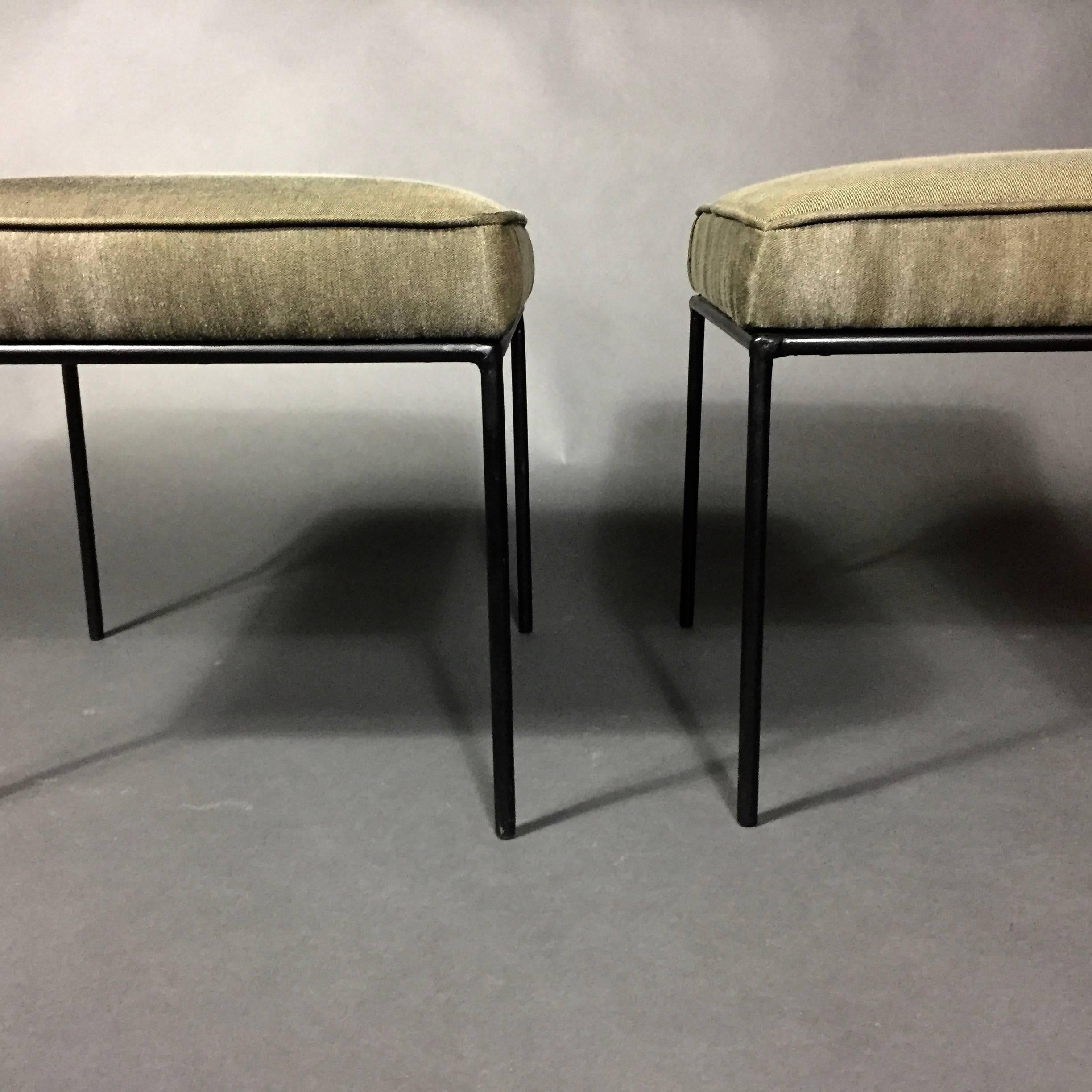 American Pair of Paul McCobb Iron Square Benches