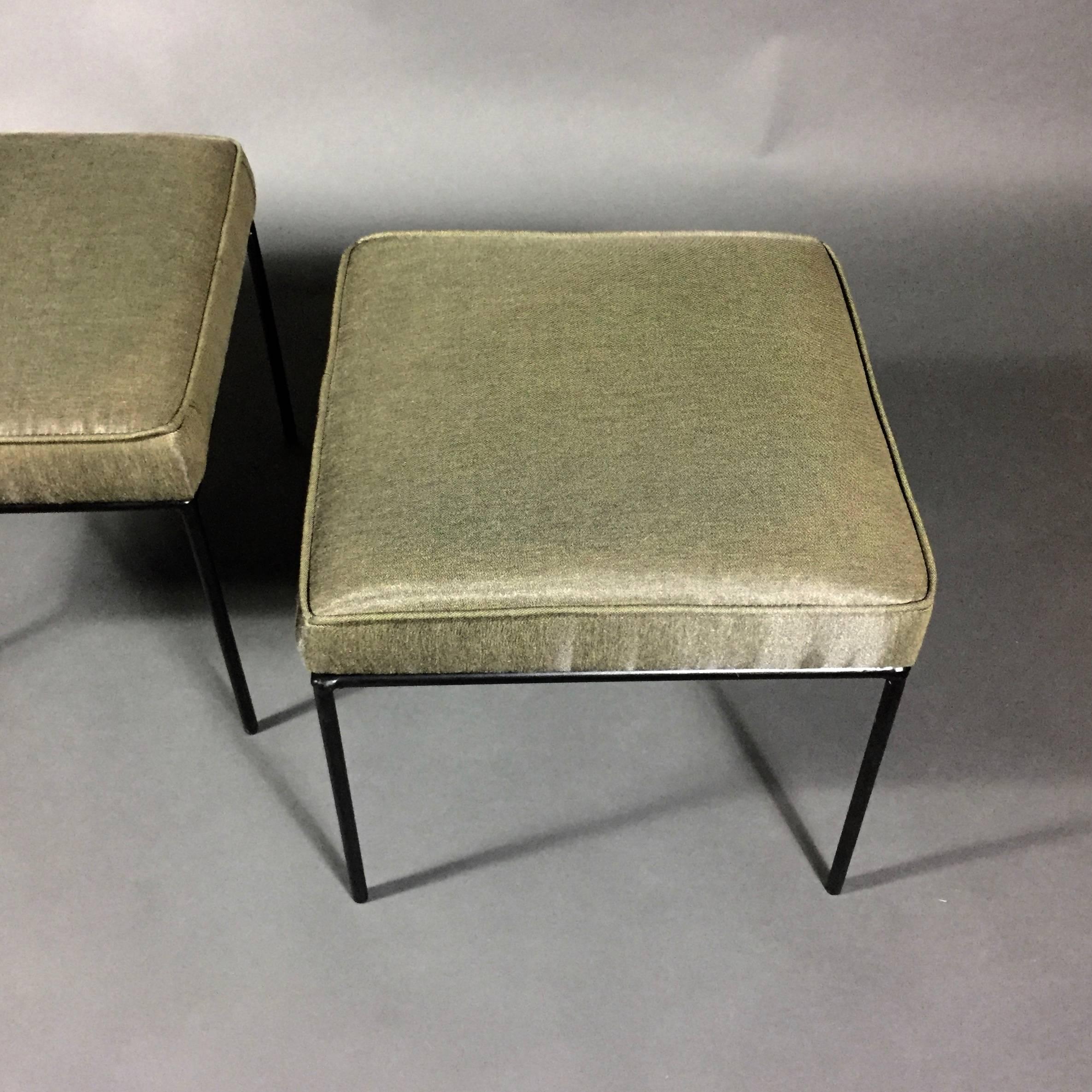 Silk Pair of Paul McCobb Iron Square Benches