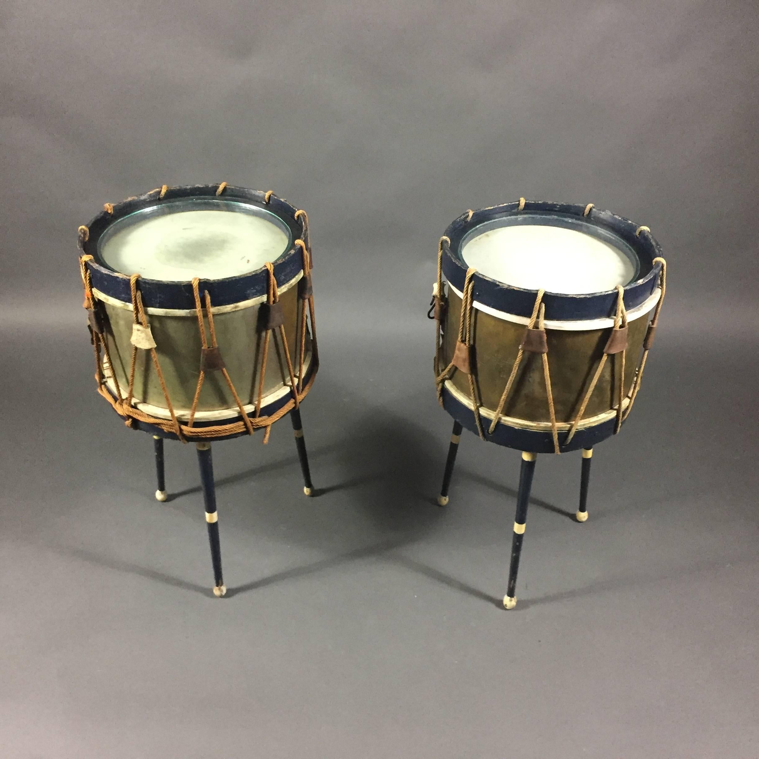 Pair of French Military Drum Tables, Marked E. Chantenay, Paris 1932 4