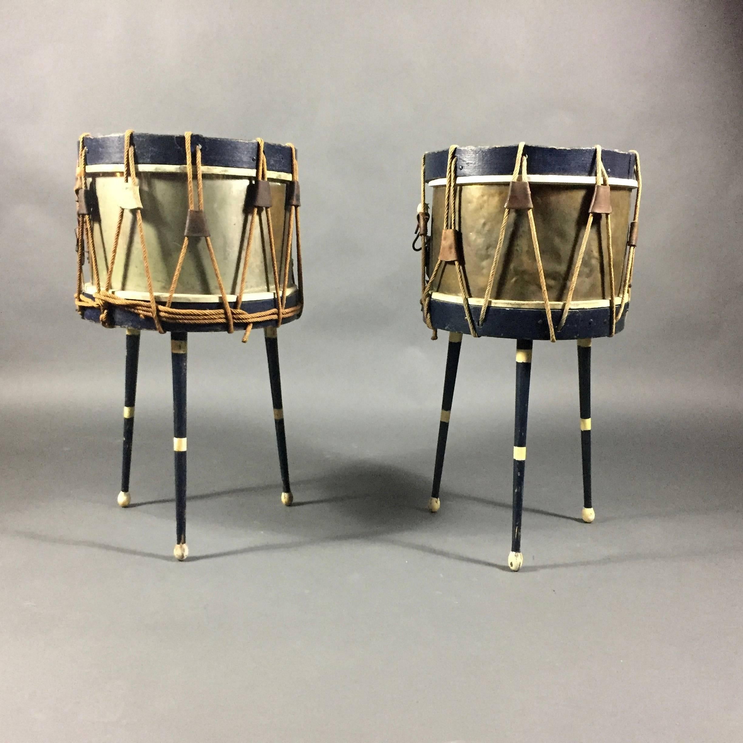 Pair of French Military Drum Tables, Marked E. Chantenay, Paris 1932 3