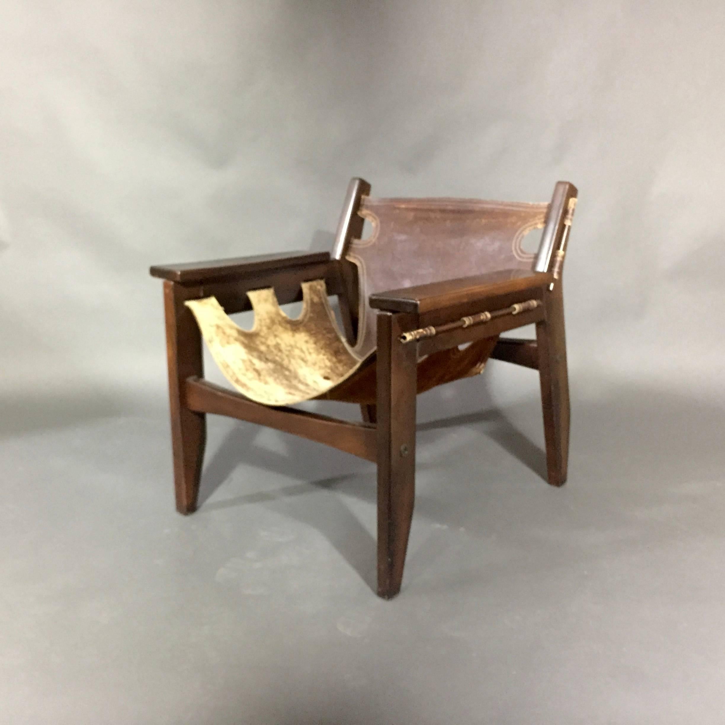 Sergio Rodrigues Kilin Lounge Chair, Rosewood and Leather, Brazil In Good Condition In Hudson, NY