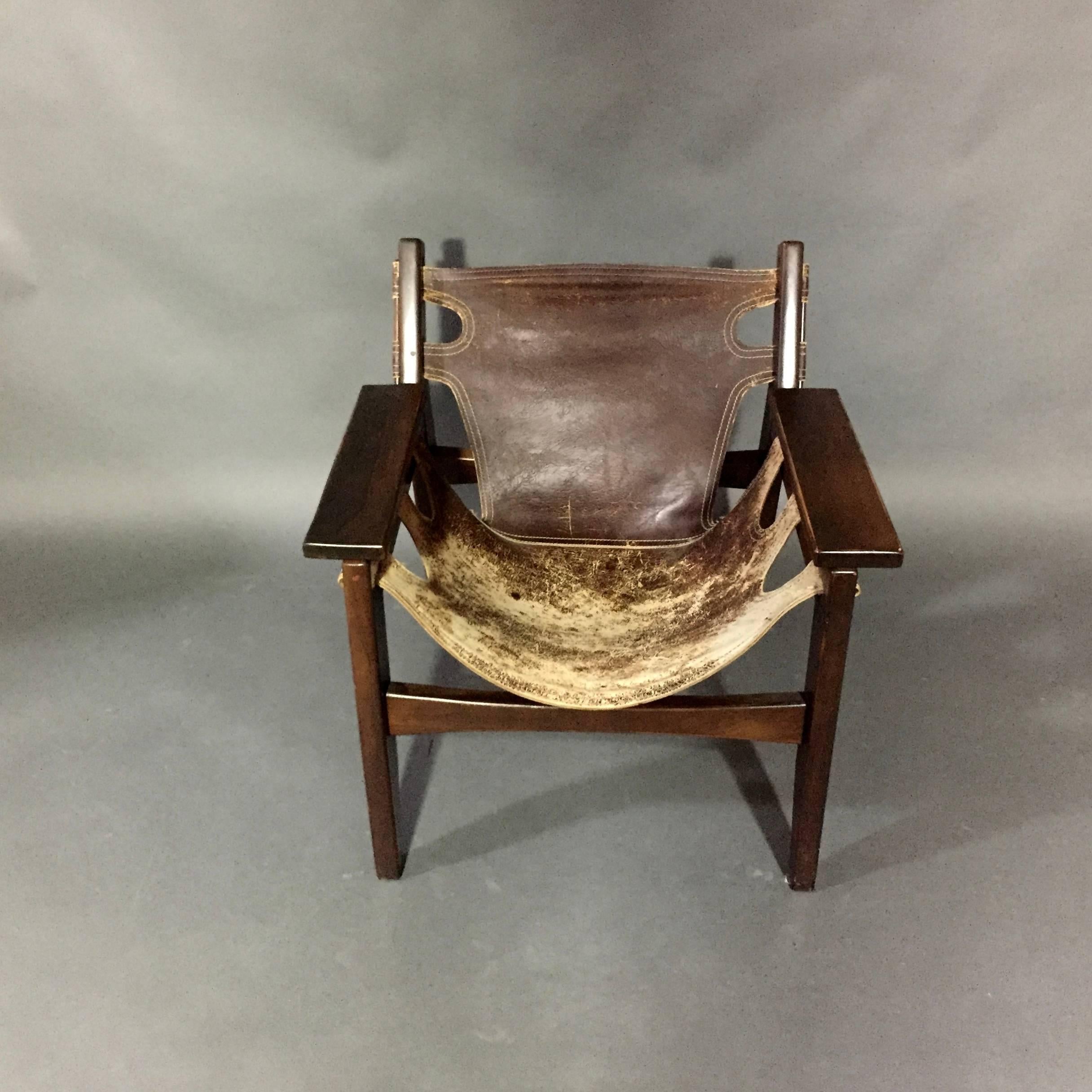 Brazilian Sergio Rodrigues Kilin Lounge Chair, Rosewood and Leather, Brazil