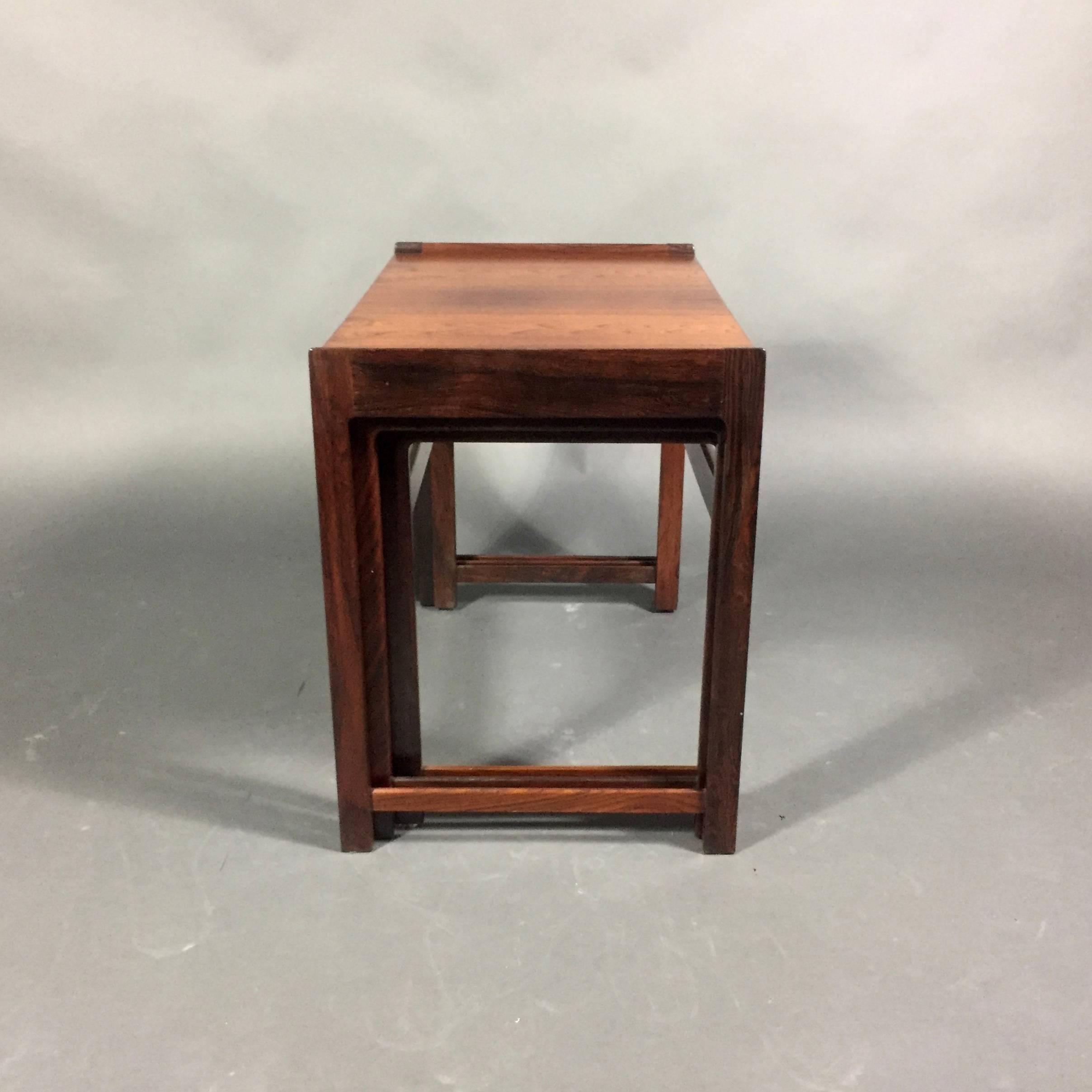 Set of Danish Rosewood Nesting Tables, circa 1970 In Excellent Condition In Hudson, NY