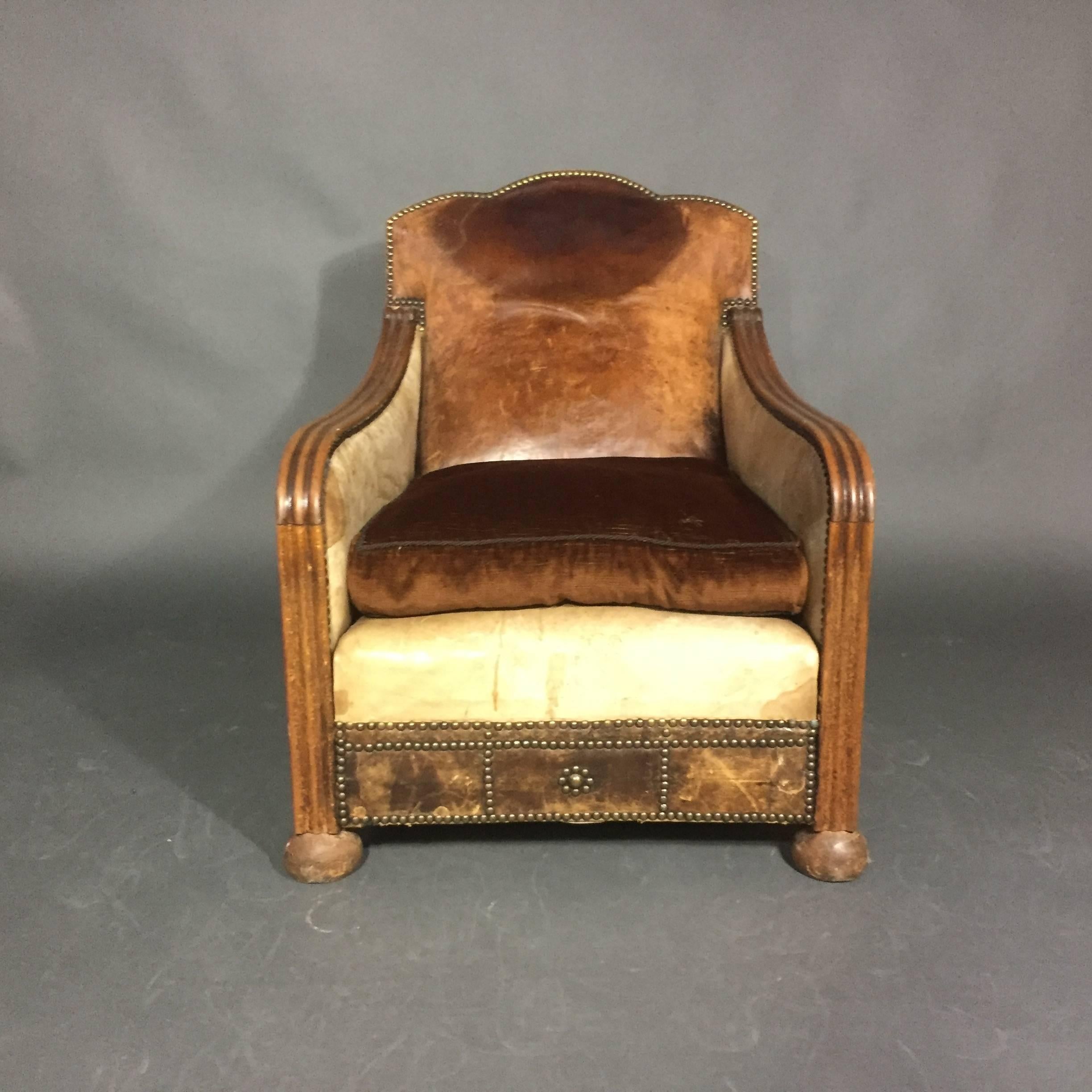 Swedish 1930s Otto Schultz Attributed, Leather Club Chair, Sweden