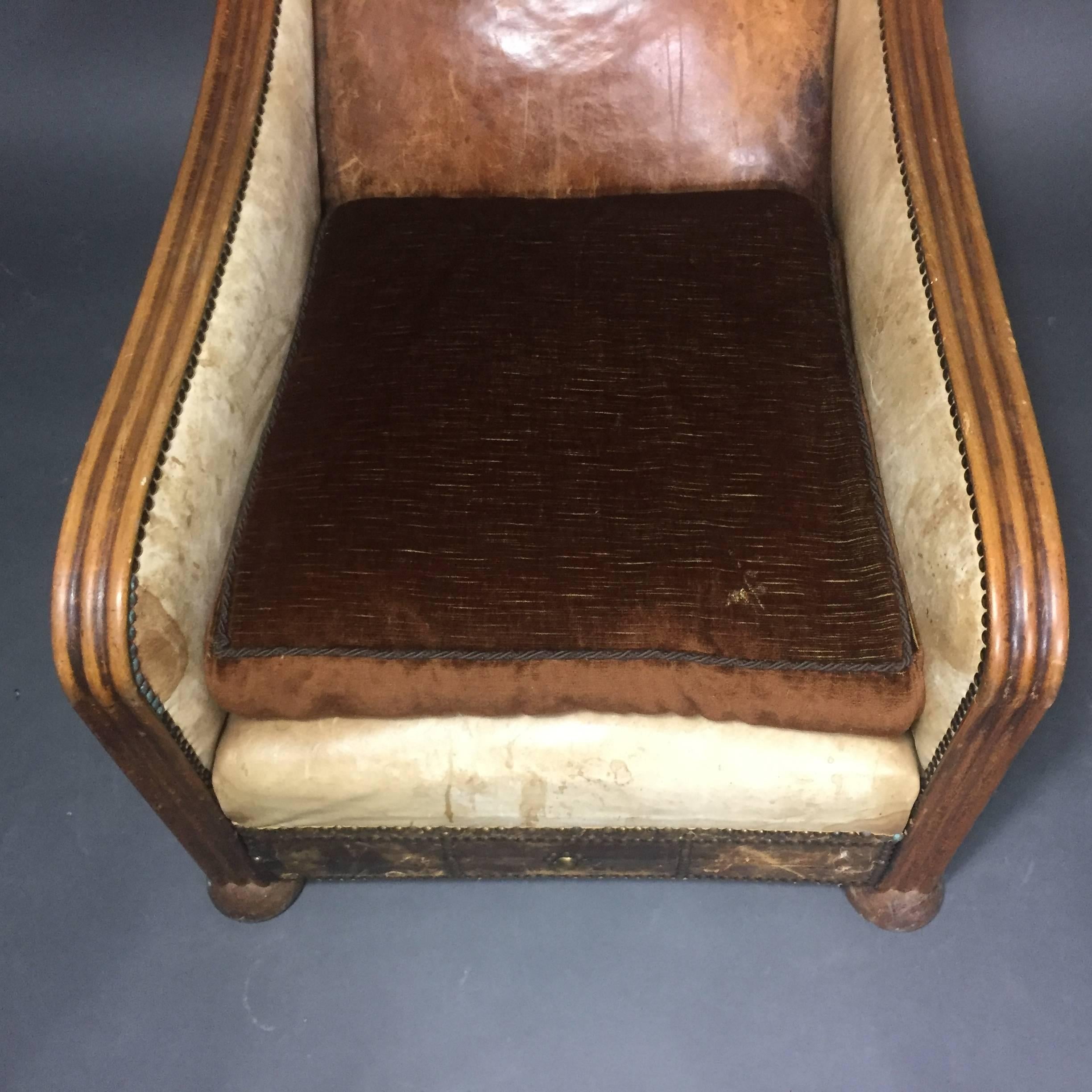 1930s Otto Schultz Attributed, Leather Club Chair, Sweden In Good Condition In Hudson, NY