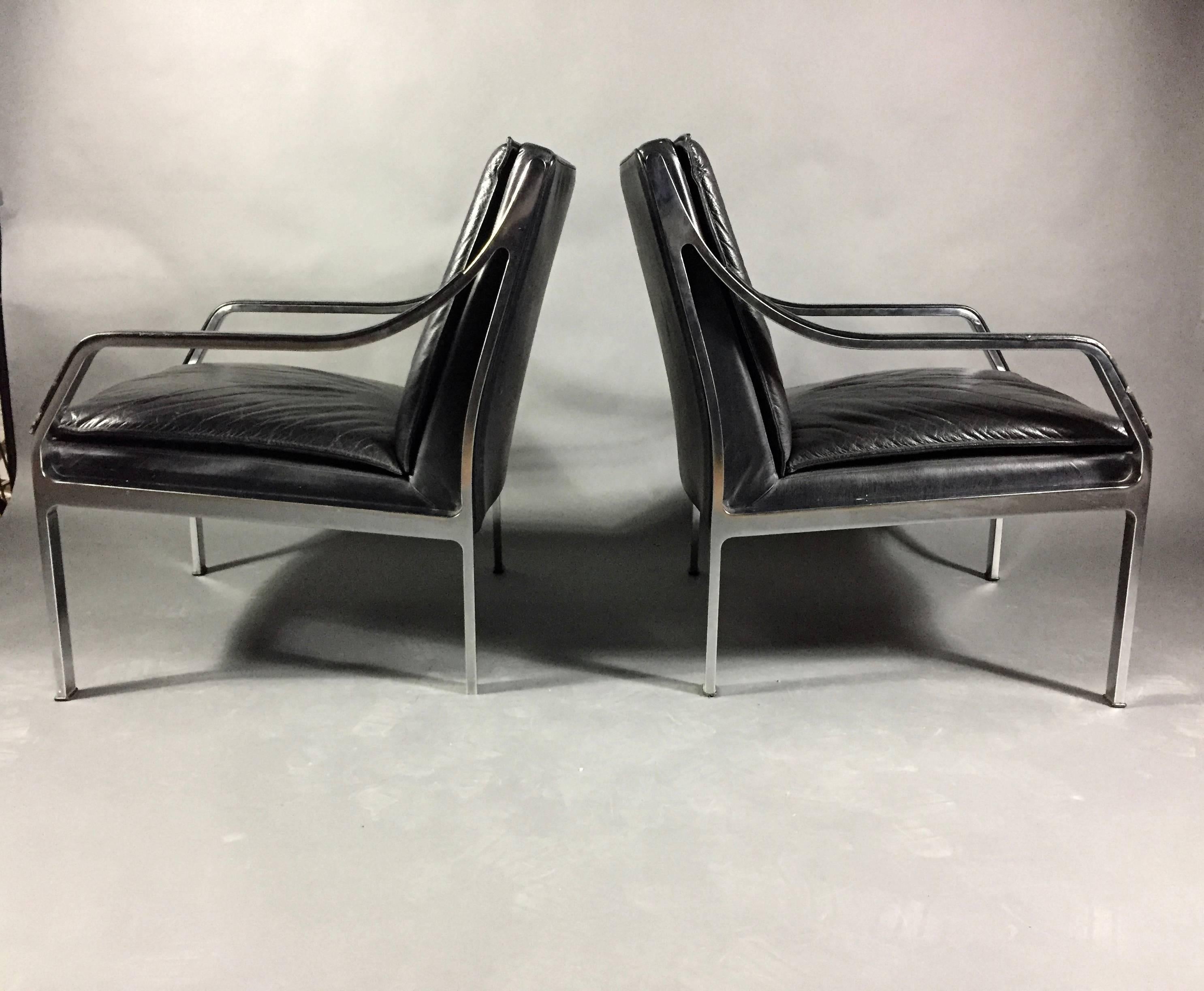 Steel Pair of Preben Fabricius for Walter Knoll Armchairs, Germany, 1970s For Sale