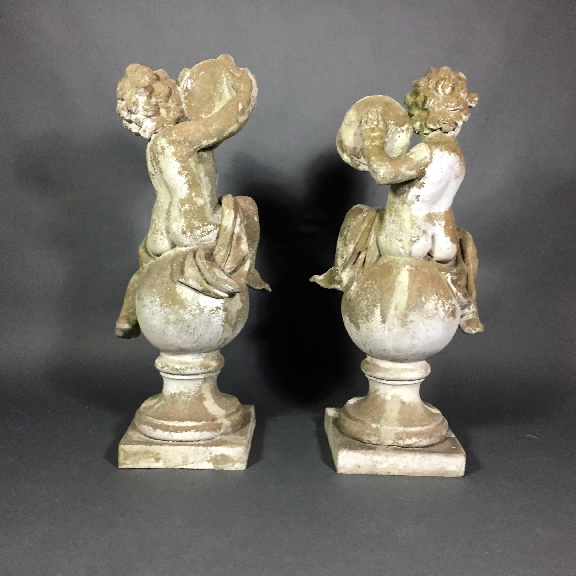 Pair of Puti Garden Statues, Composite Material, 20th Century For Sale 2