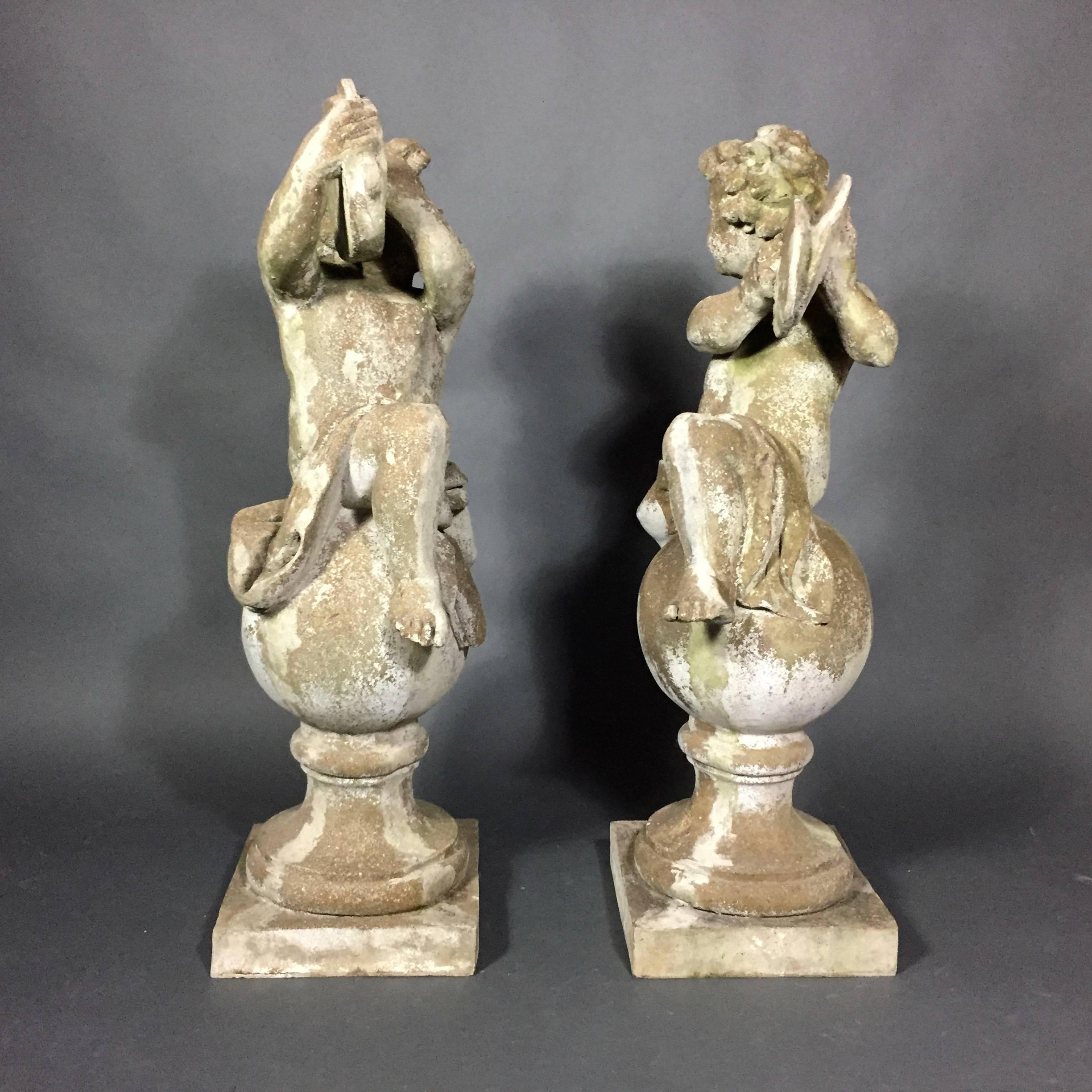 Pair of Puti Garden Statues, Composite Material, 20th Century For Sale 4