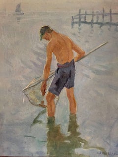The Oyster Picker Dated 1870, Signed KD Hilbier