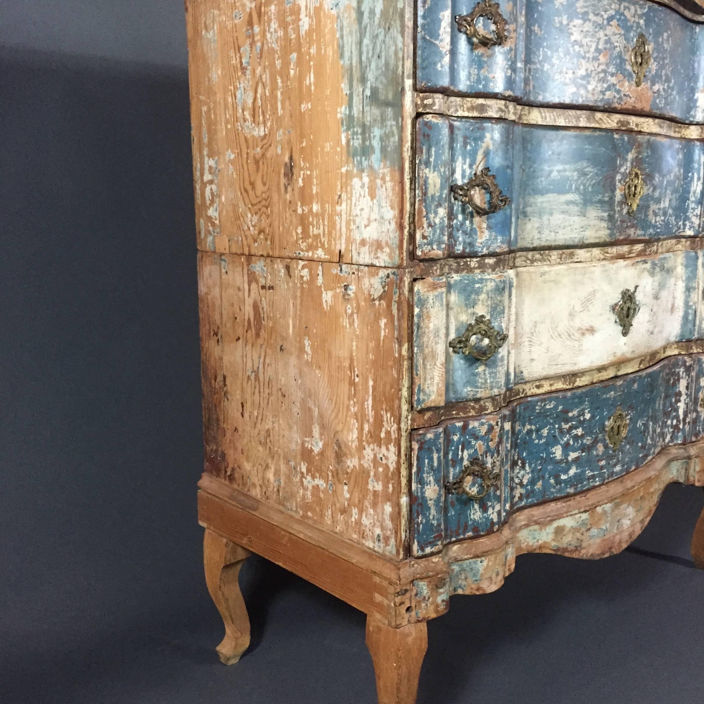 Danish Late 18th Century Painted Baroque Chest of Drawers, Denmark