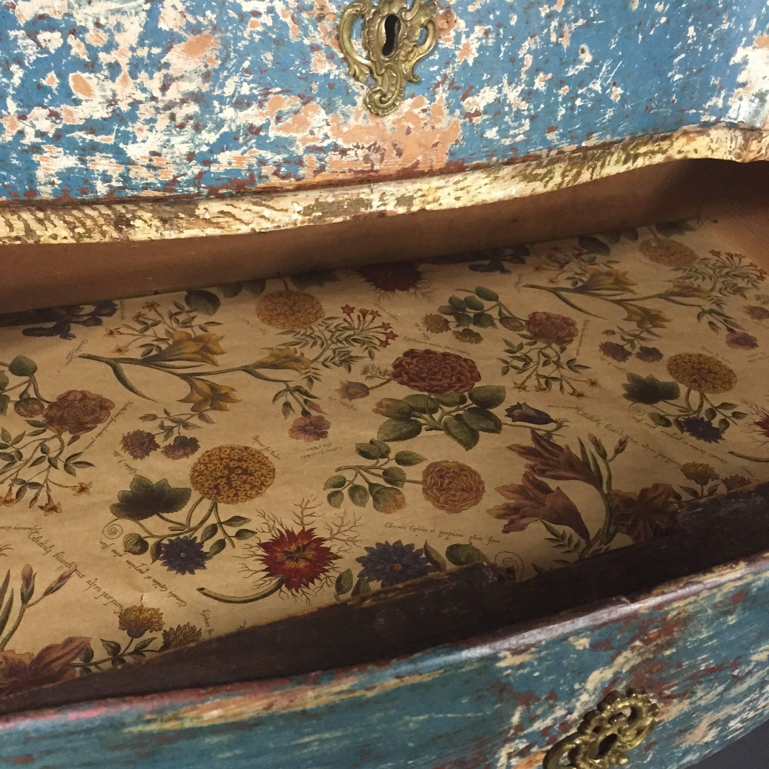 Late 18th Century Painted Baroque Chest of Drawers, Denmark 3