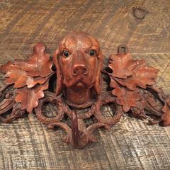 Black Forest Coat Rack with Carved Dog Bust, Germany, 19th Century