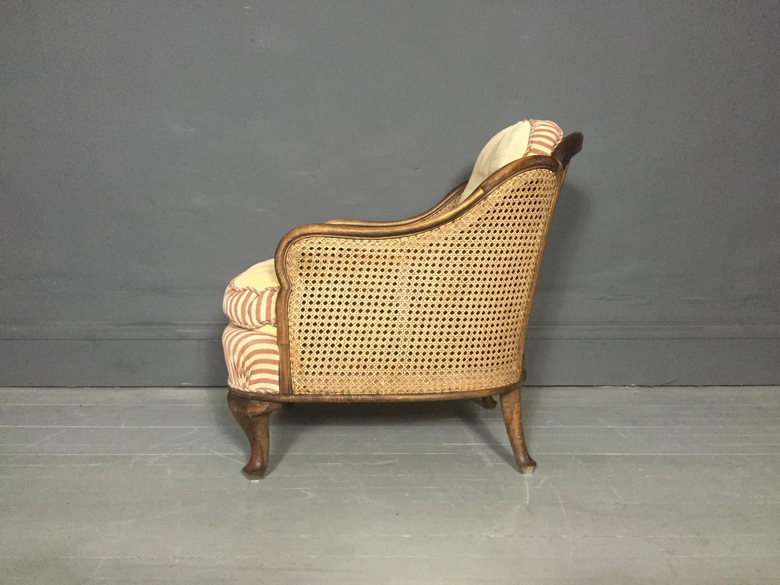 Pair of Bergere Tub Chairs, Walnut and Cane, Sweden, 1930s 1