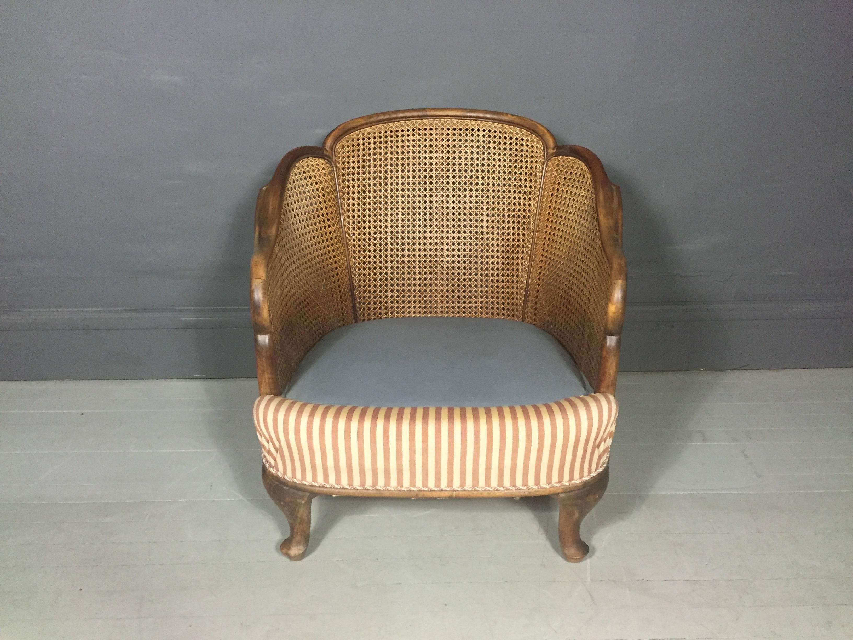 Pair of Bergere Tub Chairs, Walnut and Cane, Sweden, 1930s 2