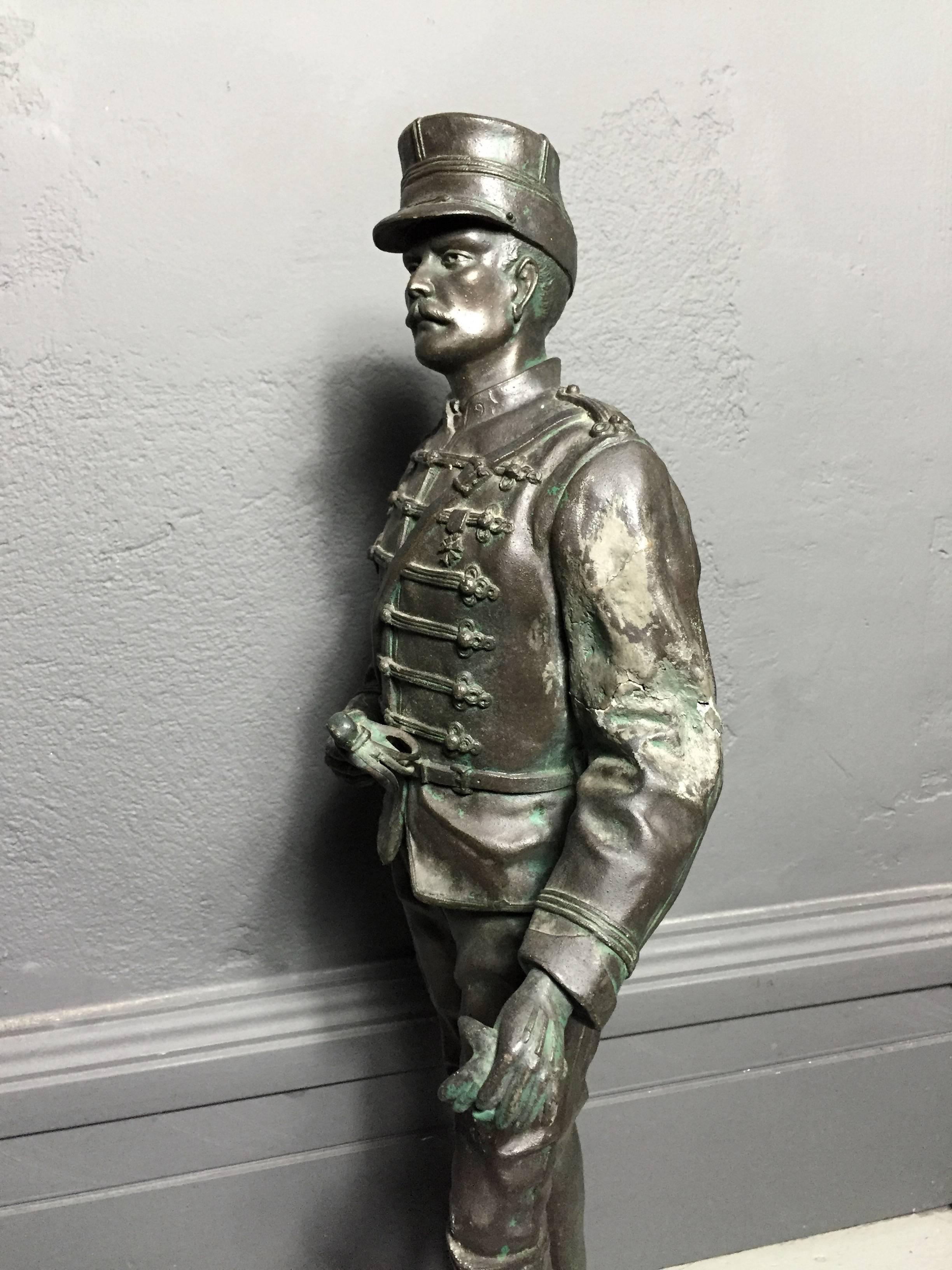 For the military lovers, a French soldier executed in Spelter Metal. Tall 23.5
