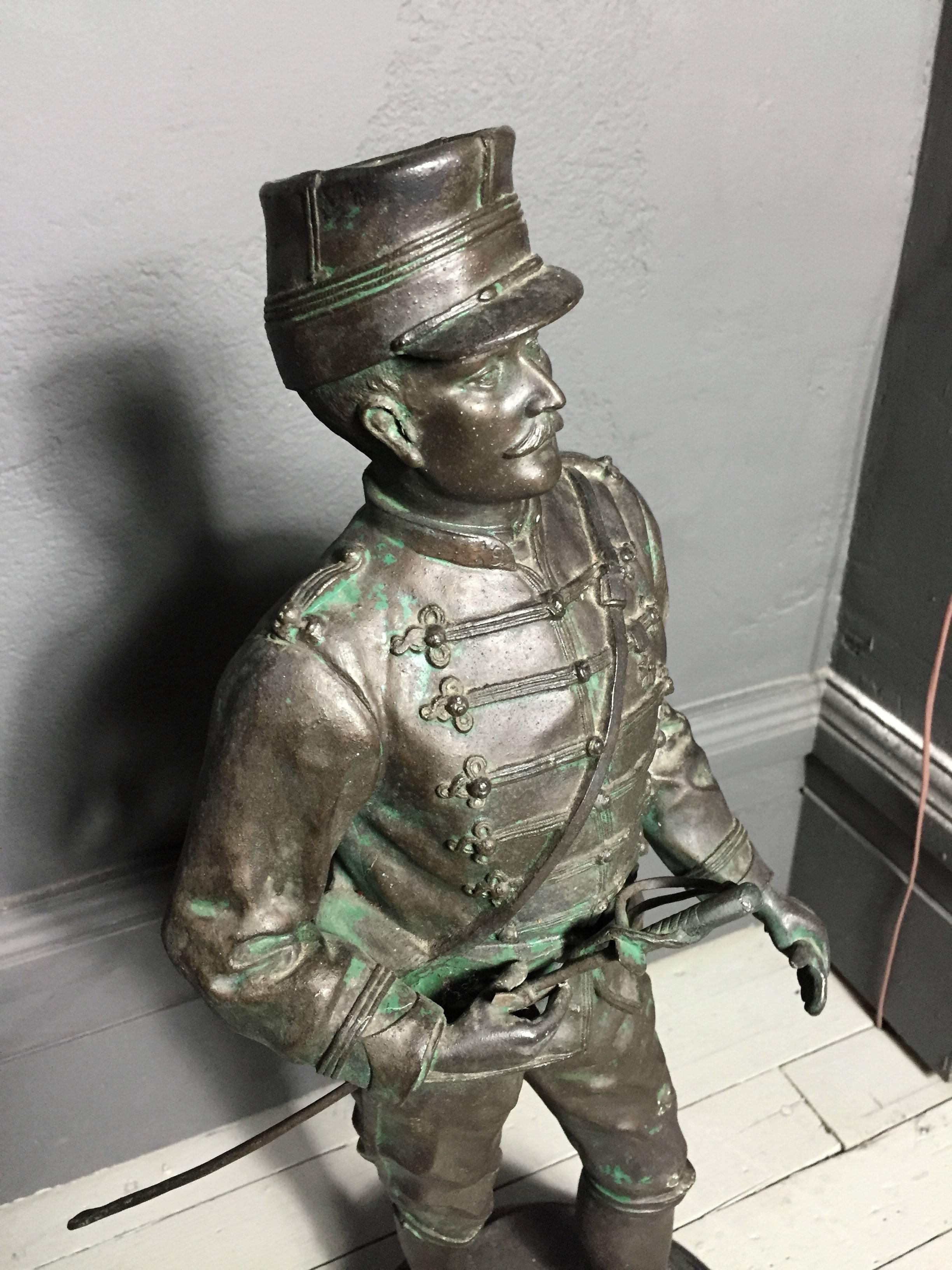 Large Spelter Metal Soldier Figure, French, Early 20th Century 1