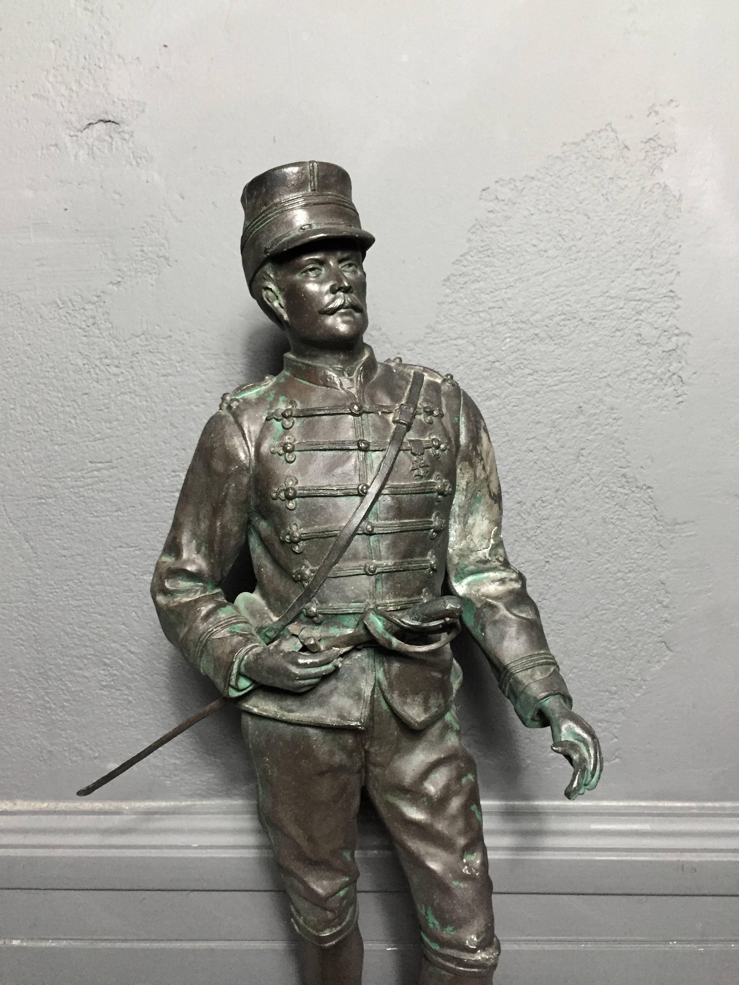 Large Spelter Metal Soldier Figure, French, Early 20th Century 3