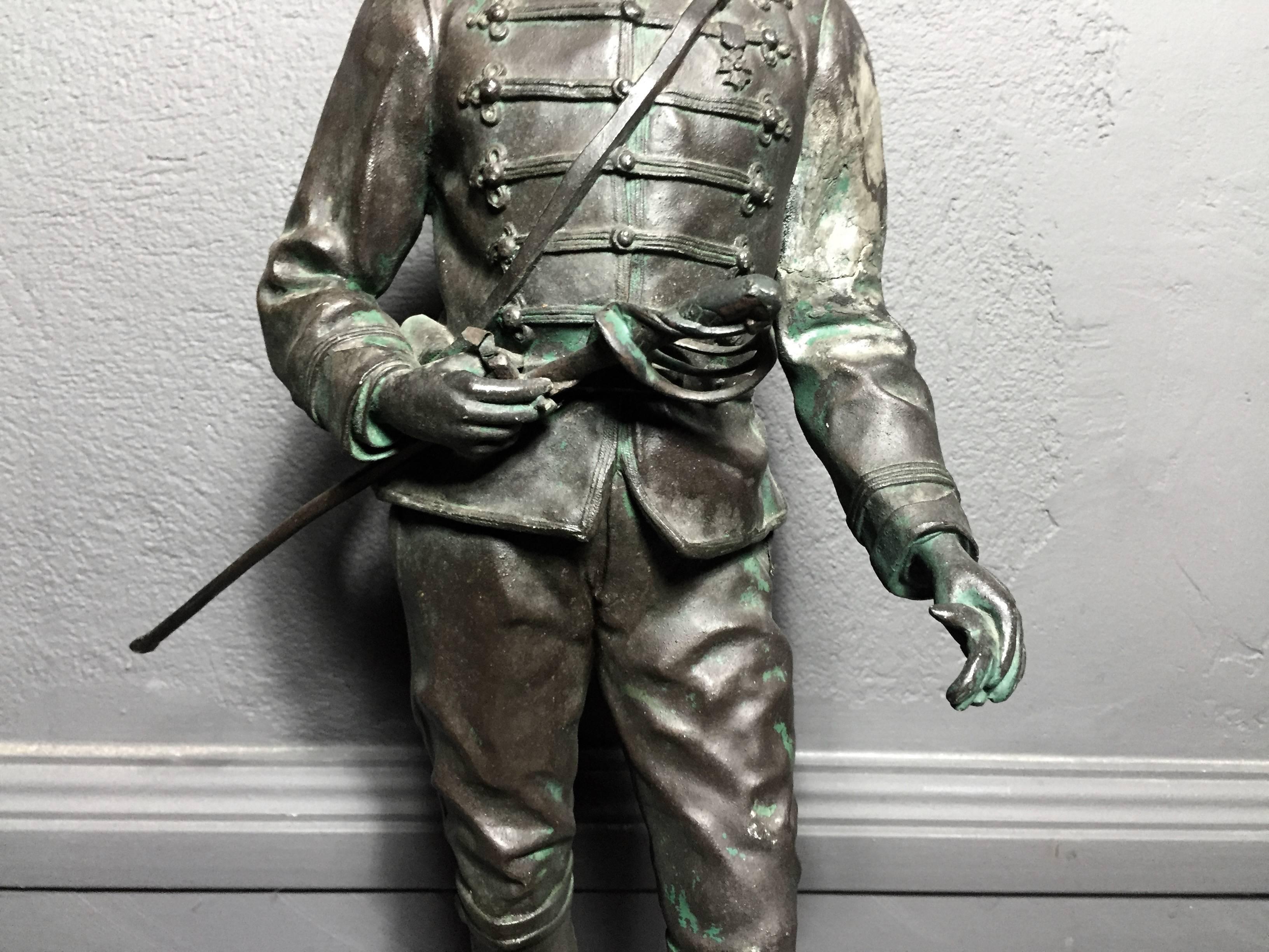 Large Spelter Metal Soldier Figure, French, Early 20th Century 4