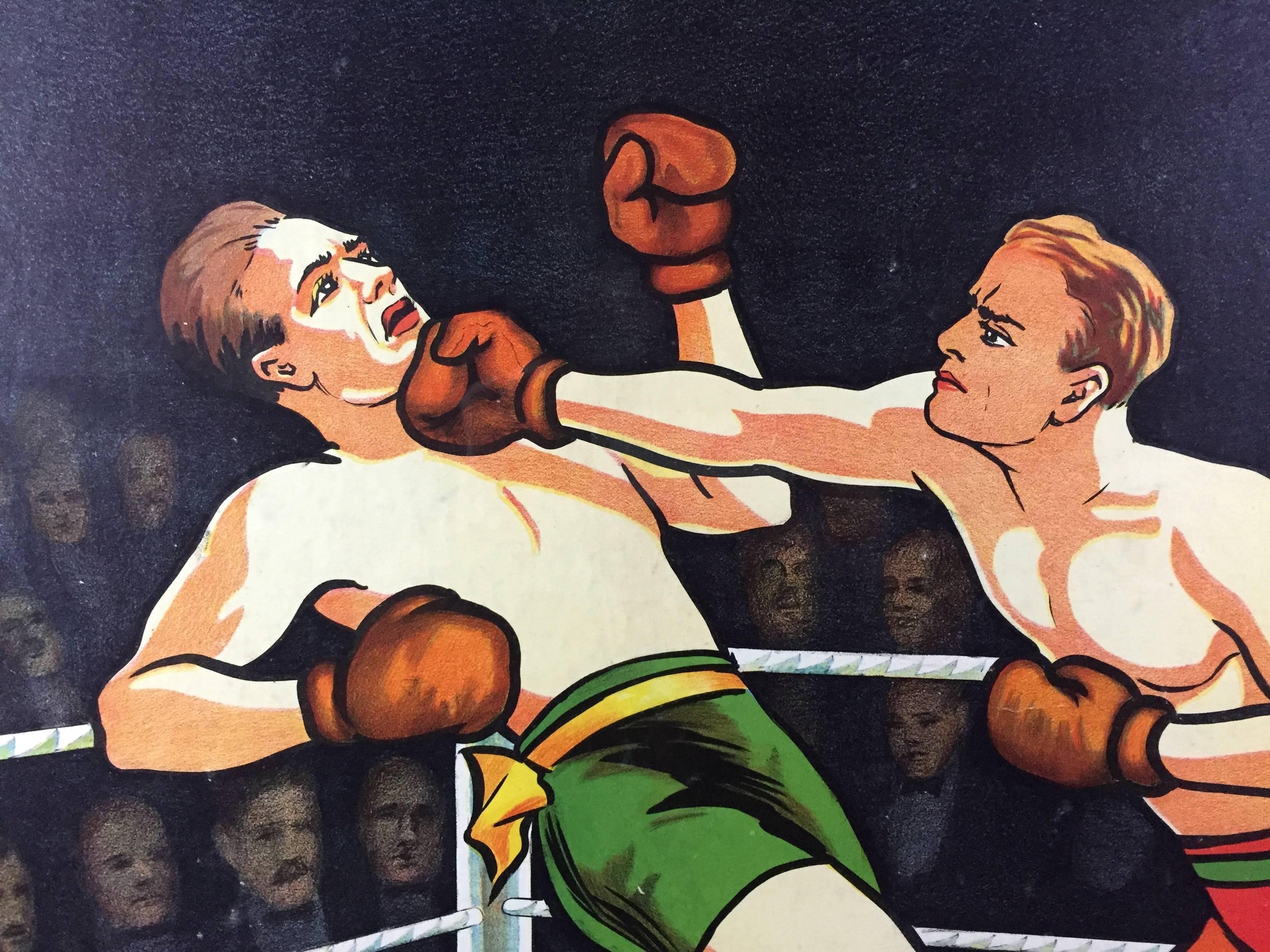 Modern Vintage Boxing Lithograph, Willsons' Leicester, England, 1930s
