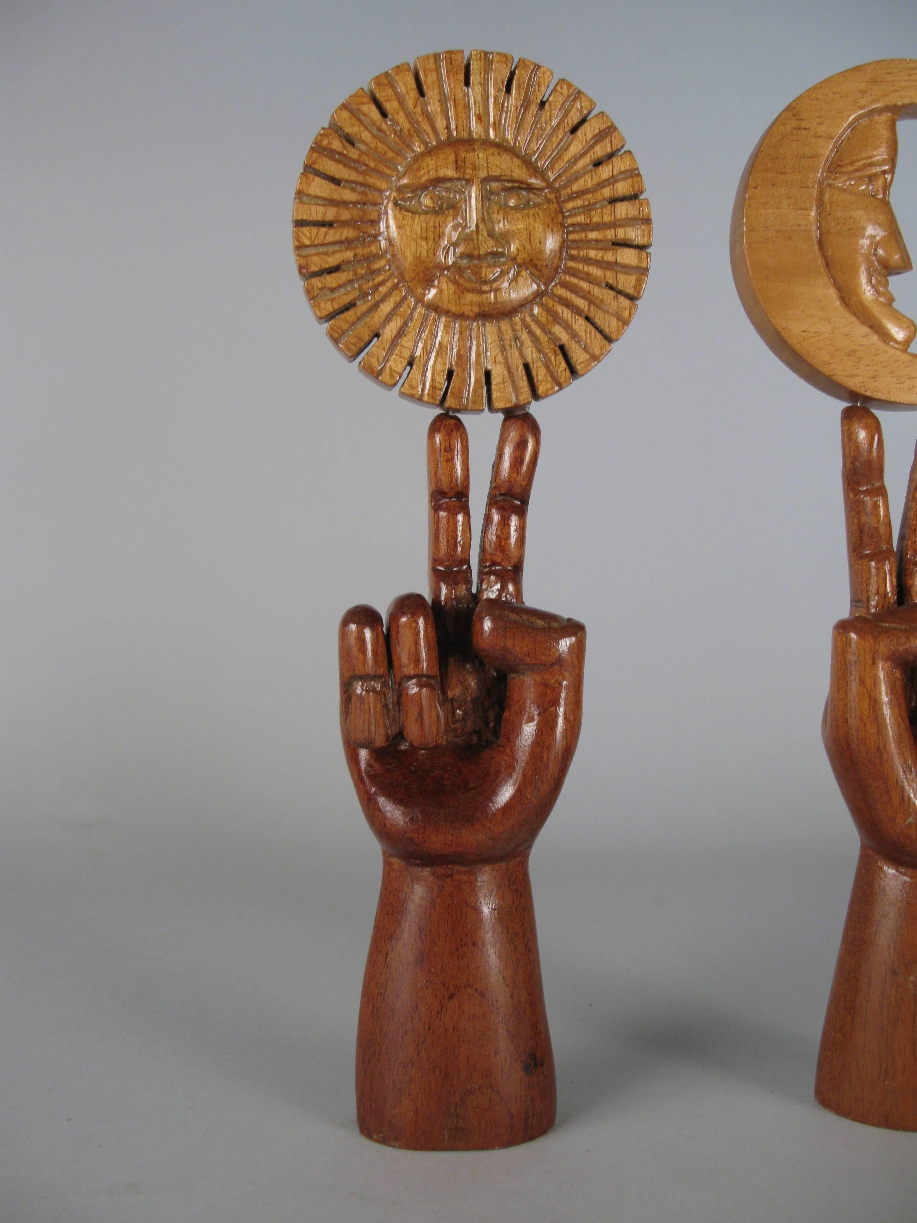 Art Nouveau Pair of Lacquered Wood Sculptures 