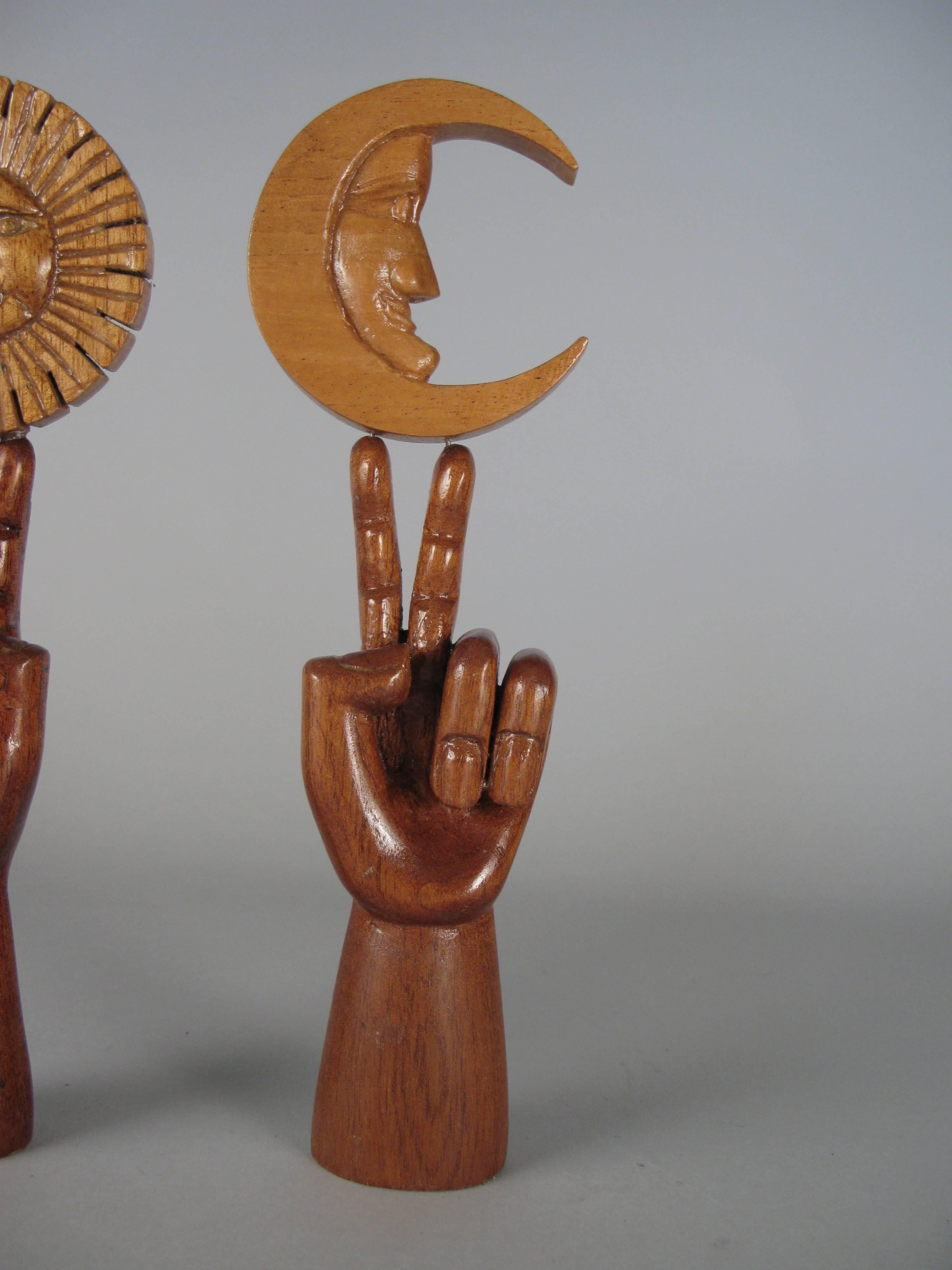 Mexican Pair of Lacquered Wood Sculptures 
