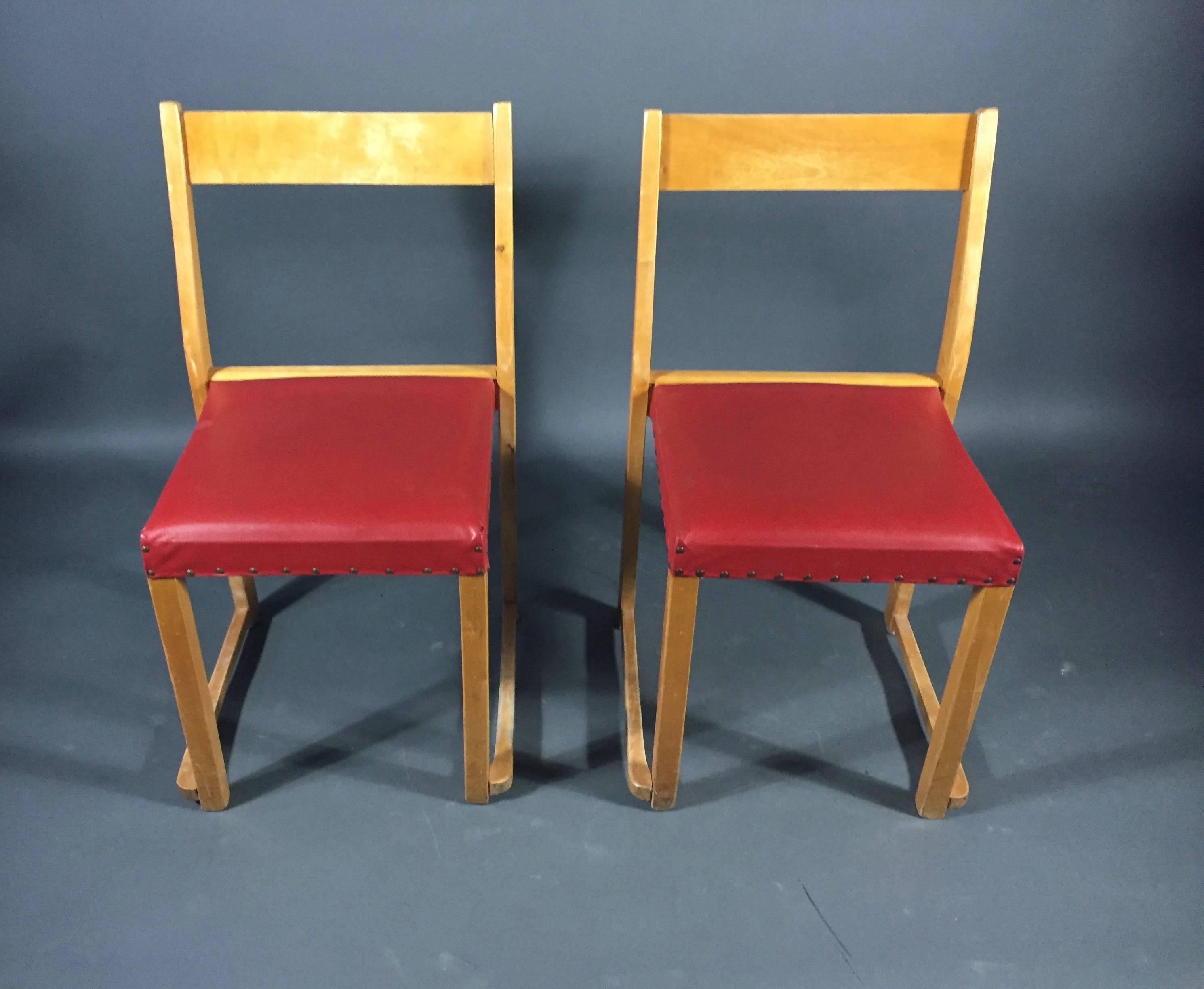 Sven Markelius Birch Stacking Chairs for Bodafors Sweden, Designed 1931 3