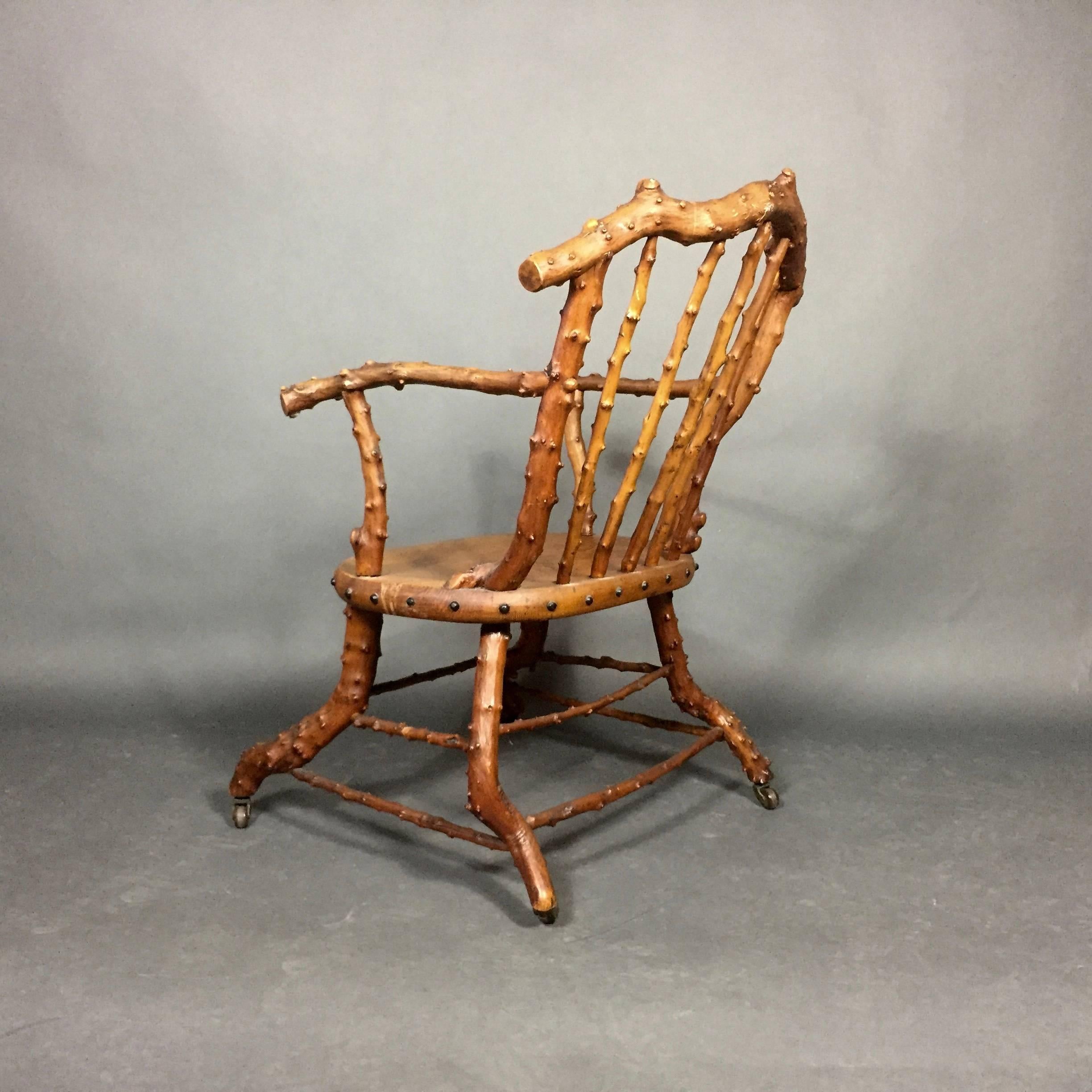 Victorian Exceptional 19th Century English Arts & Crafts Yew Wood Armchair