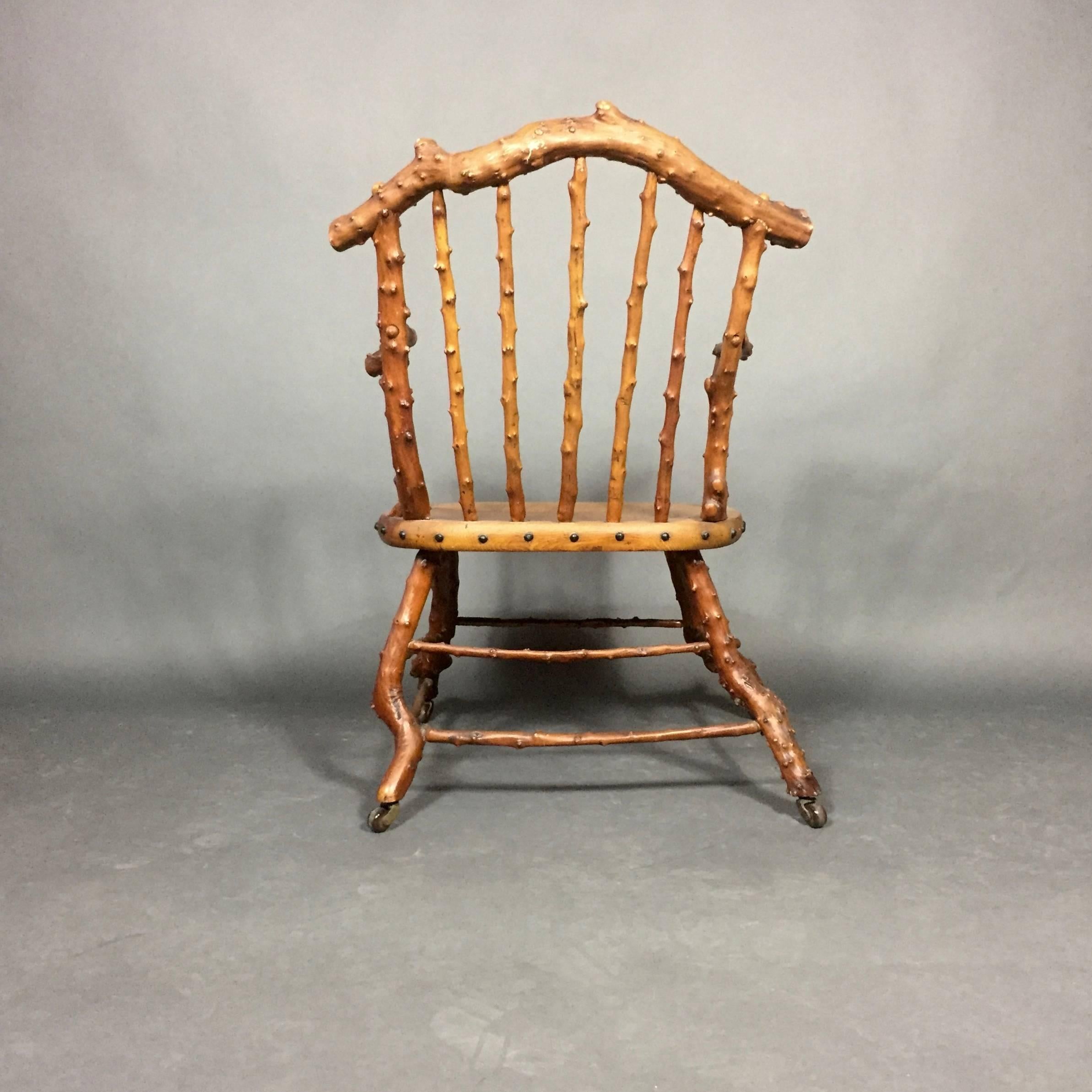 Exceptional 19th Century English Arts & Crafts Yew Wood Armchair 1