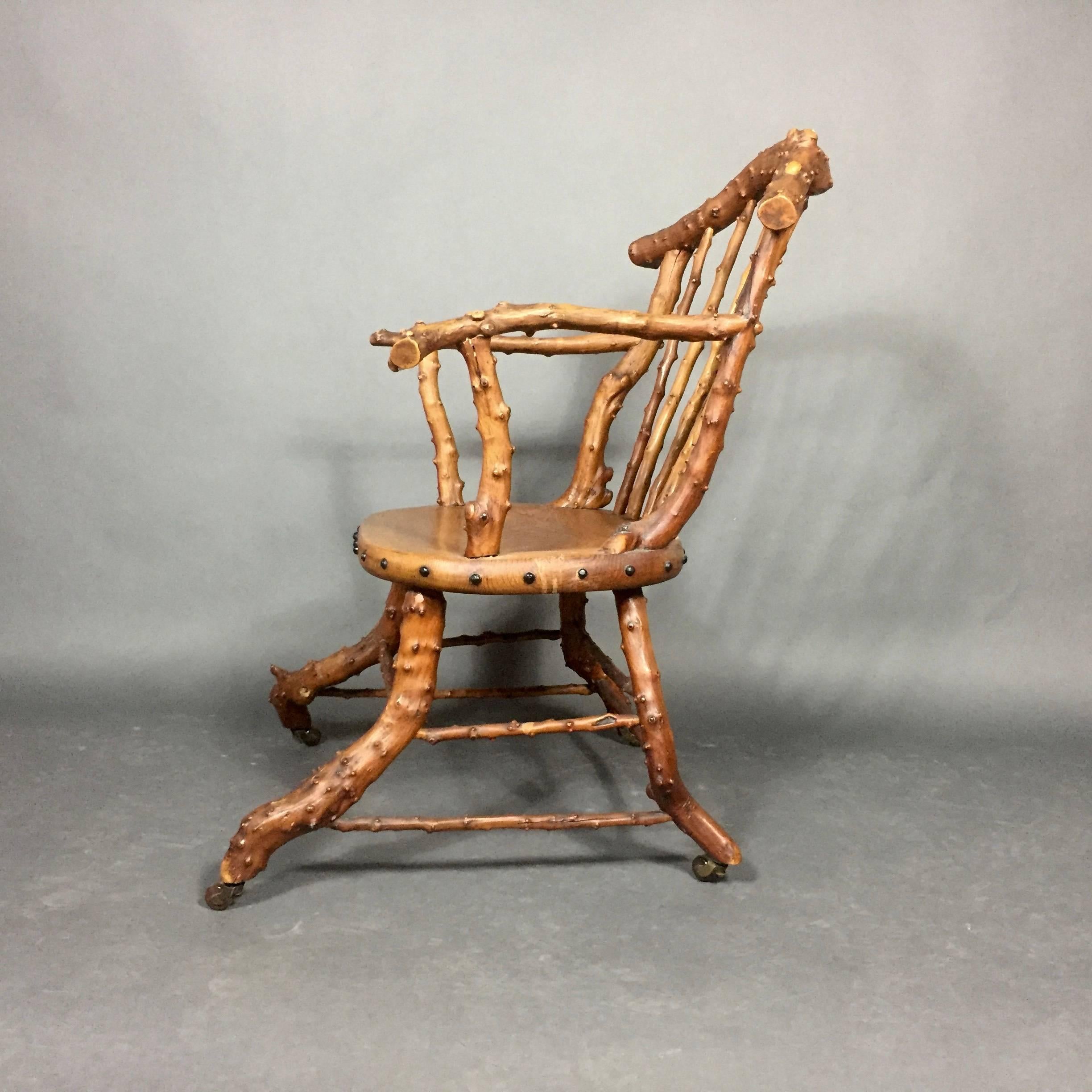 Exceptional 19th Century English Arts & Crafts Yew Wood Armchair 3